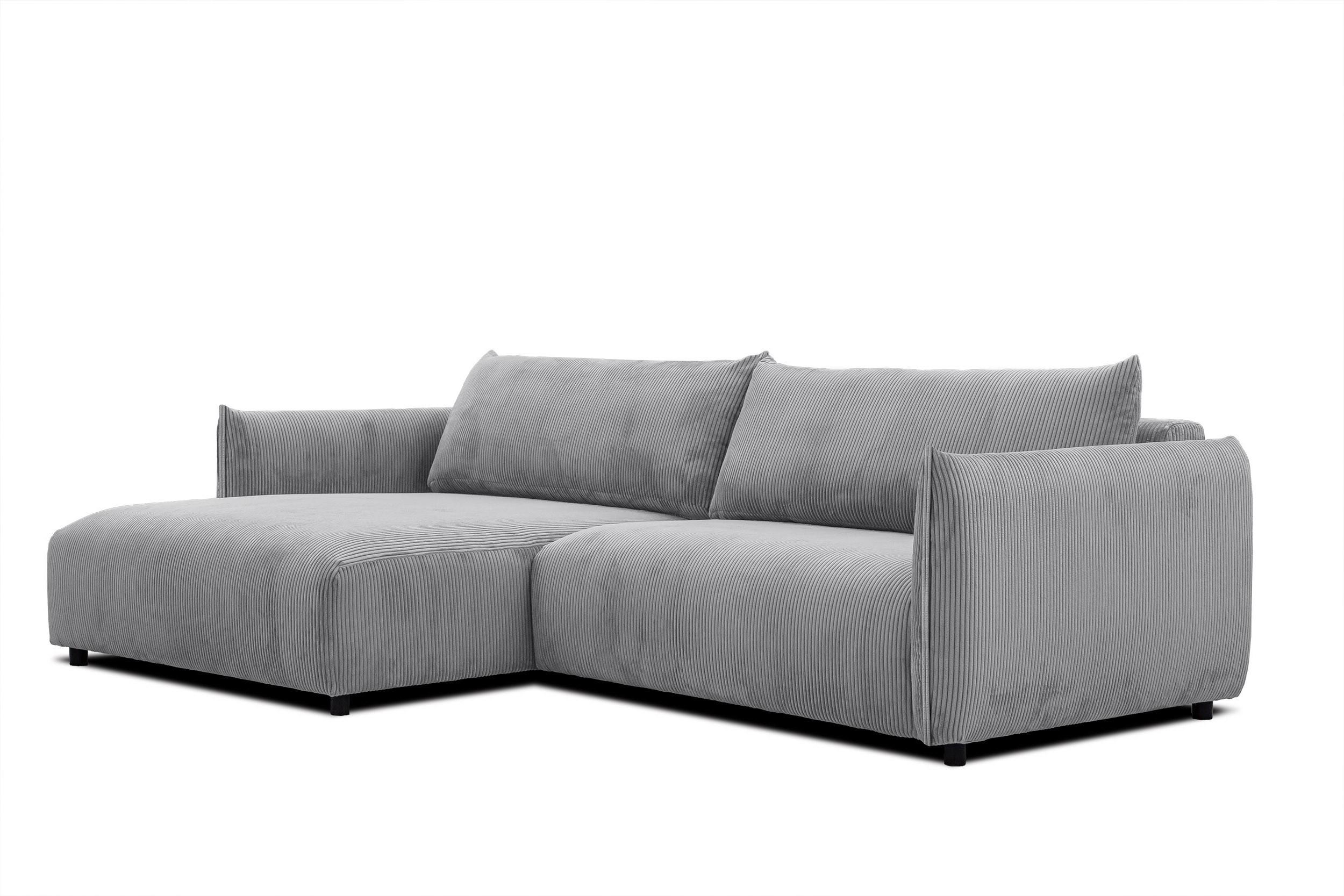 ECKSOFA TAUER 5-Sitzer, hellgrau - Hellgrau/Schwarz, Holzwerkstoff/Kunststoff (174/292cm) - Wozimo
