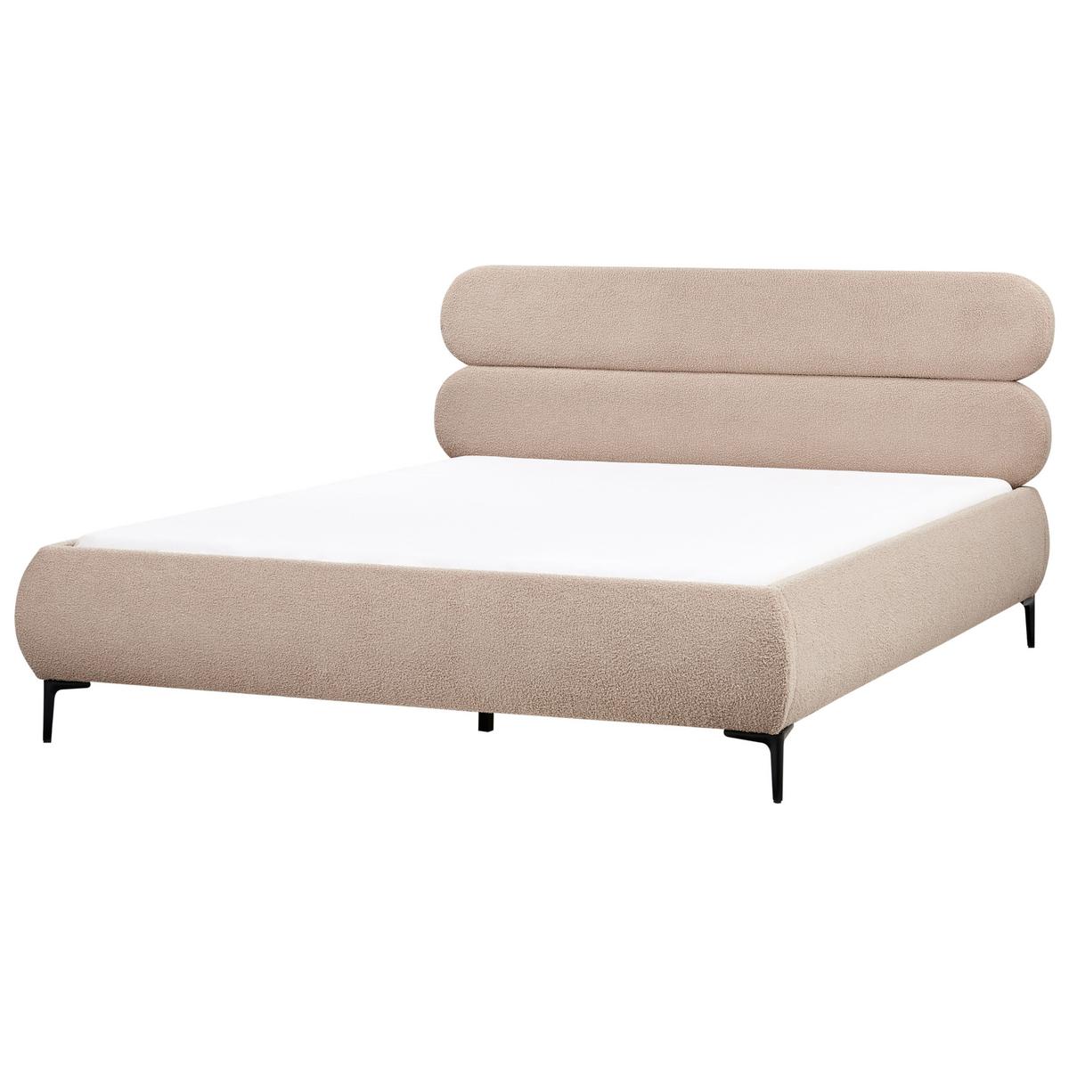 BETT mit Lattenrost 180/200 cm Taupe Lessay - Taupe/Schwarz, Textil (180/200cm) - Beliani