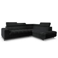 ECKSOFA MORIVA Q R-S Schwarz Boucle-Stoff mit Schlaffunktion - Schwarz, Holzwerkstoff/Textil (253/190cm) - MASSENO