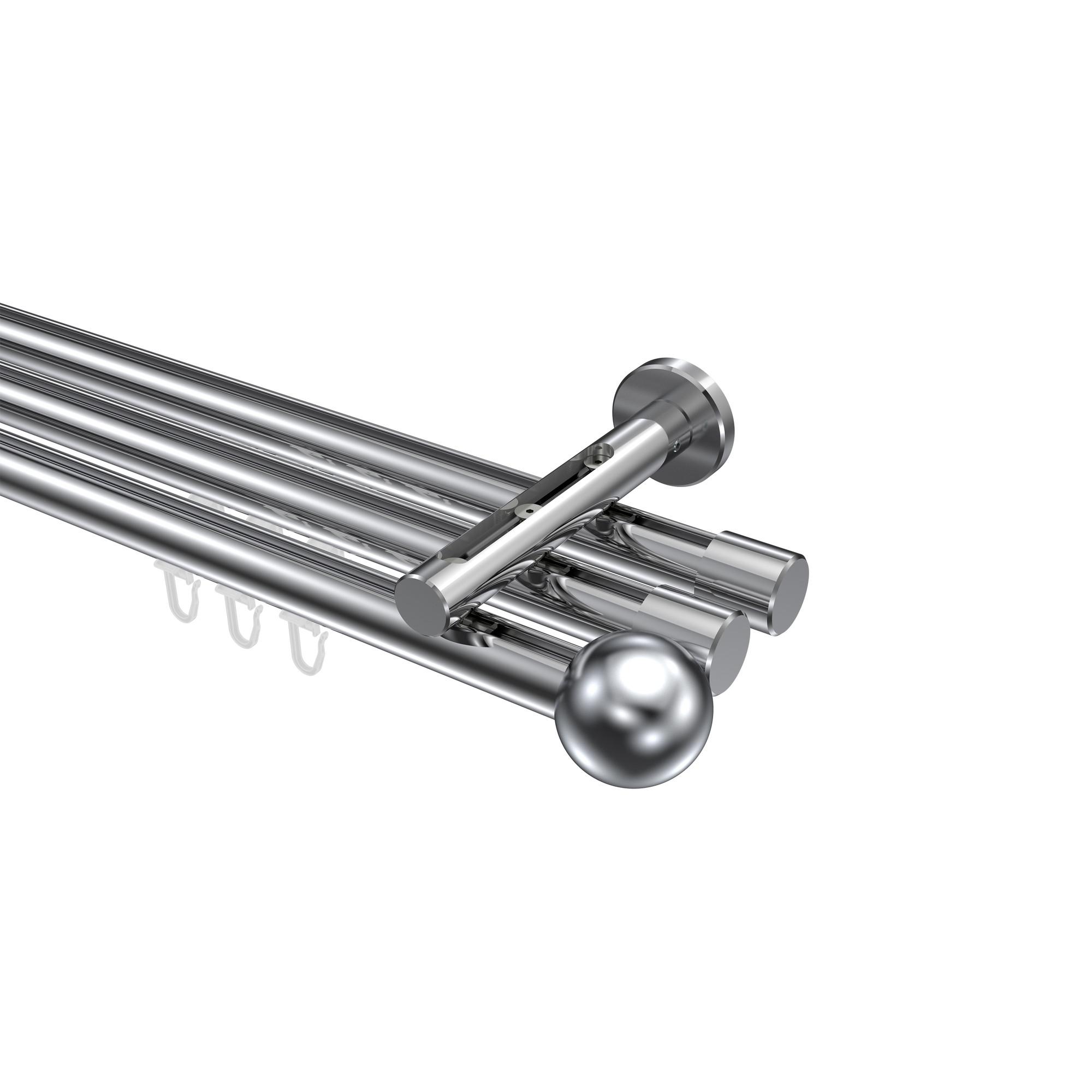 GARDINENSTANGE INNENLAUF Siteno Luino 360 cm (geteilt in 2 x 180 cm), 3-läufig, 20 mm Ø Chrom - Chromfarben, Metall (360cm) - INTERDECO
