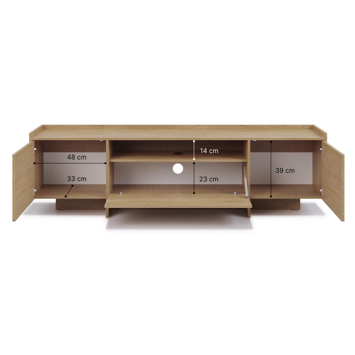 LOWBOARD Juni mit 3 Türen, 200 cm, eiche Cremona - Eichefarben, Holzwerkstoff (198/57/38cm) - Beautysofa