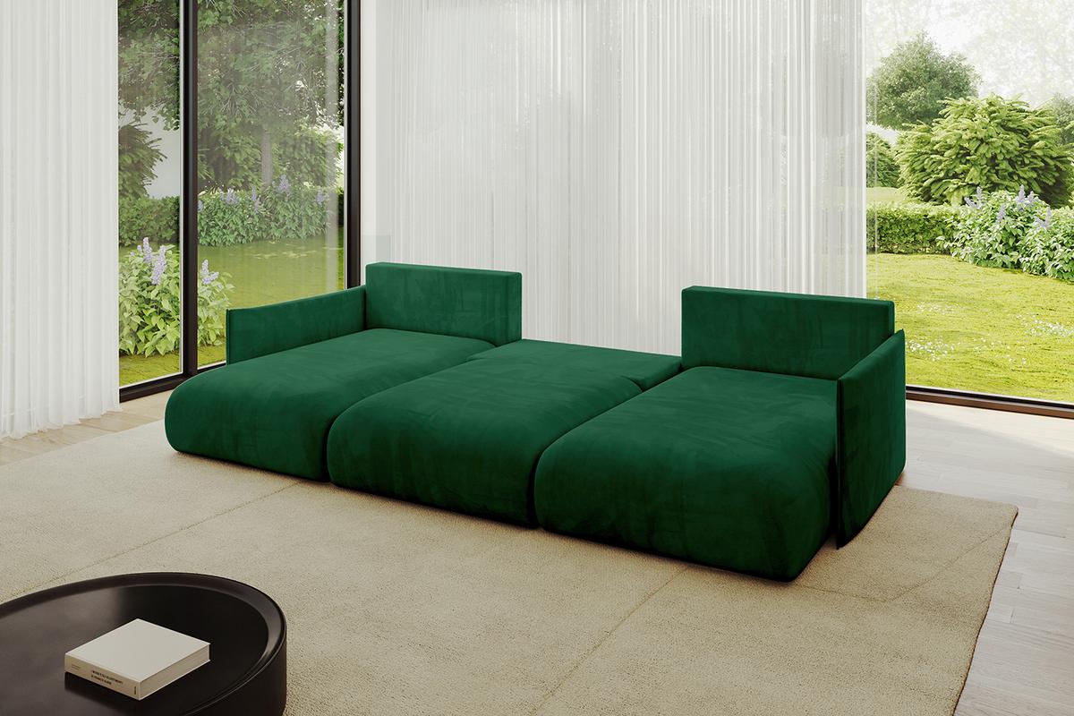 WOHNLANDSCHAFT mit Schlaffunktion und Bettkasten ONESK-U 317x177x72 Grün Velours - Grün, Holzwerkstoff/Kunststoff (317/72/177cm) - ALTDECOR