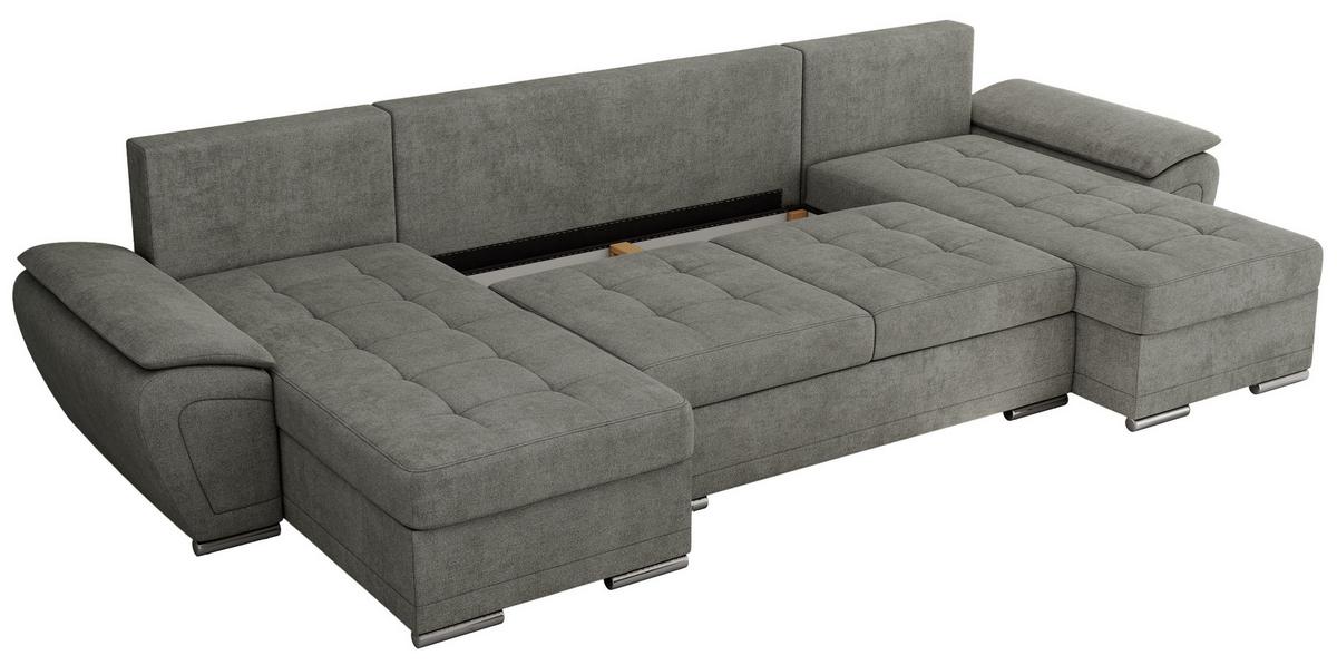 WOHNLANDSCHAFT UMBRIA U Grau Stukture - Grau, Textil/Metall (336/85/157cm) - MKS