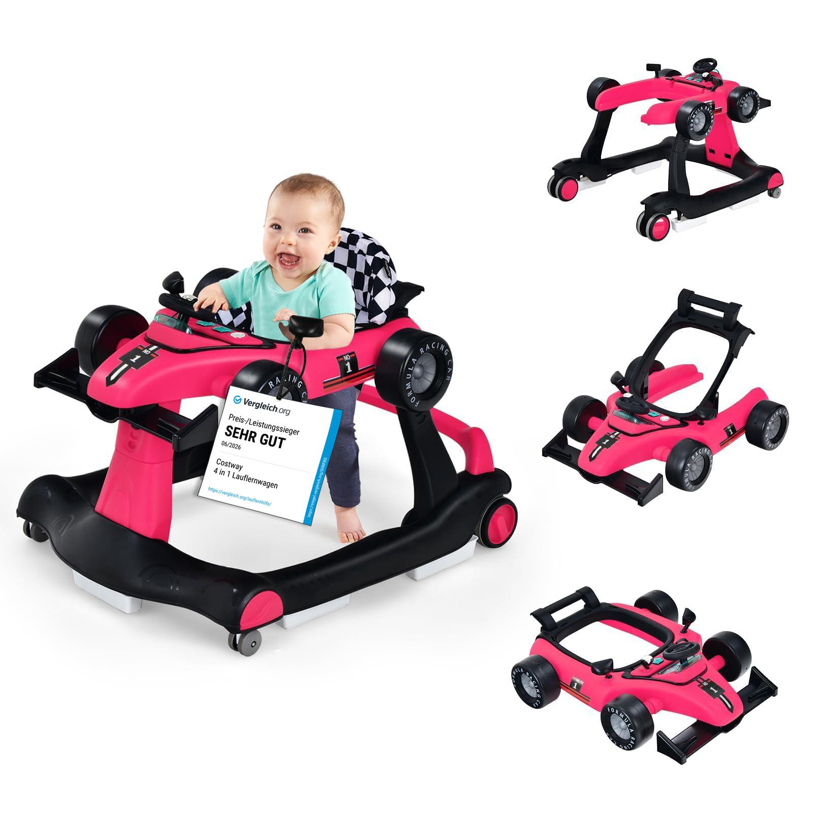 LAUFLERNWAGEN Pink - Pink, Kunststoff (73/56/64cm) - COSTWAY