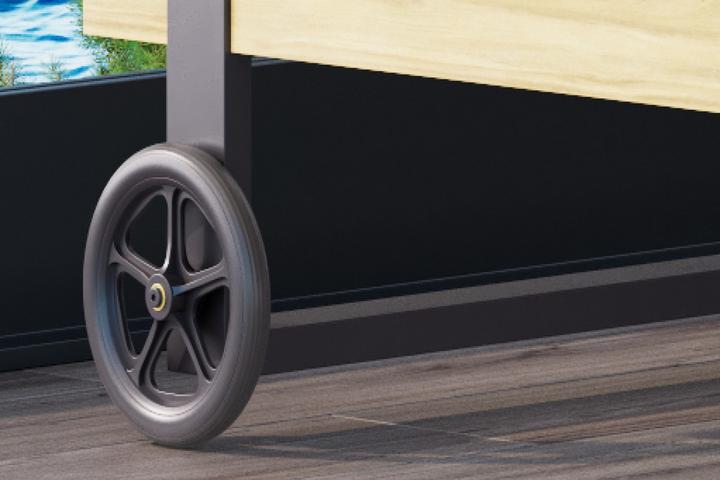 Gartenliege Doppelliege Räder am Kopfende Gestell Aluminium pulverbeschichtet Holzrahmen Akazie Echtholz geölt