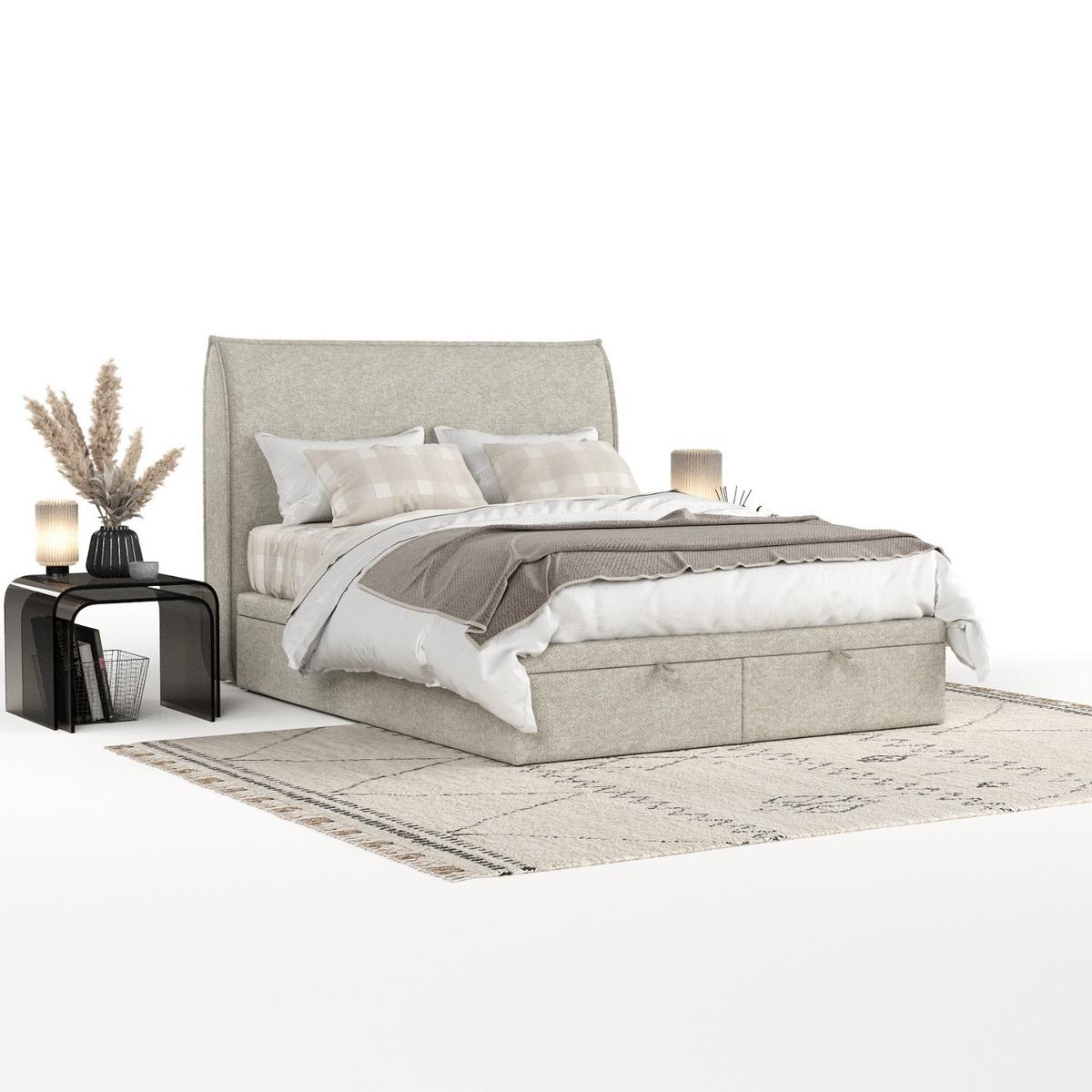 POLSTERBETT Tuvalu mit Stauraum 120/200 cm Beige im Alta Stoff - Beige/Schwarz, Holz/Holzwerkstoff (120/200cm) - AltaBeds
