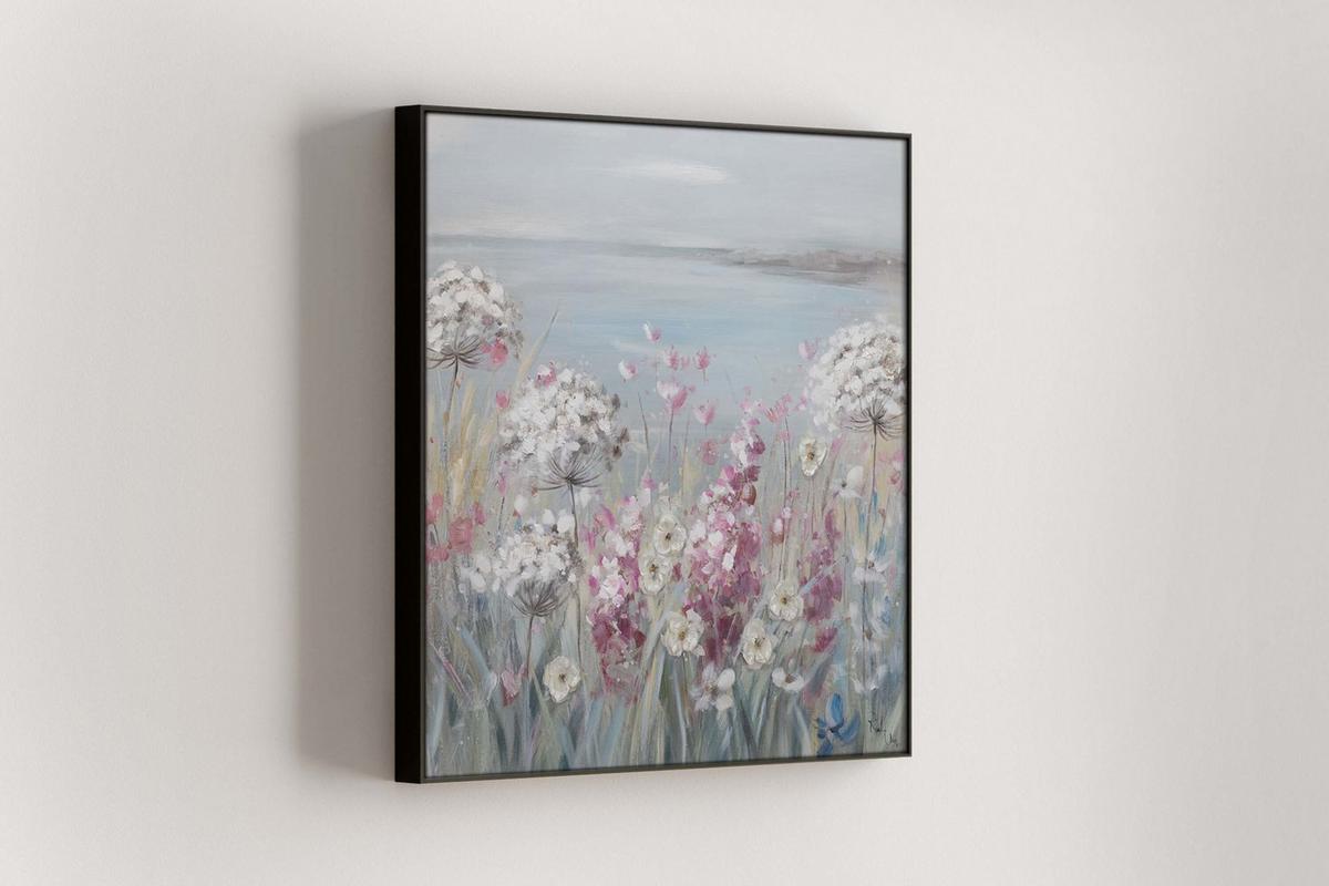 ACRYLBILD HANDGEMALT 80/80 cm - Blau/Pink, Holz/Textil (80/80cm) - KUNSTLOFT