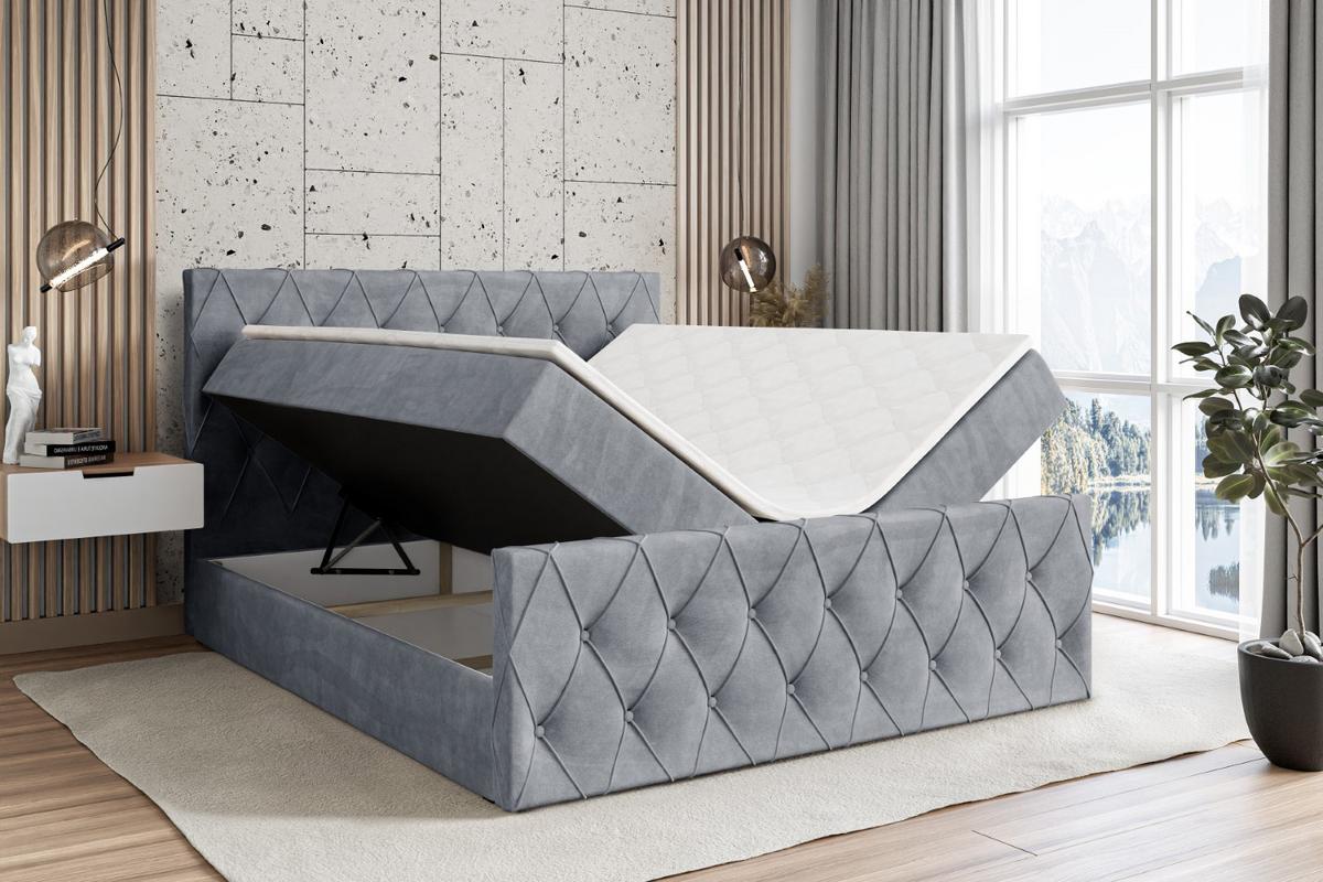 BOXBETT AMAY-Z - 140x200 cm - H3 - Grau - Grau, Holzwerkstoff (140/200cm) - ALTDECOR