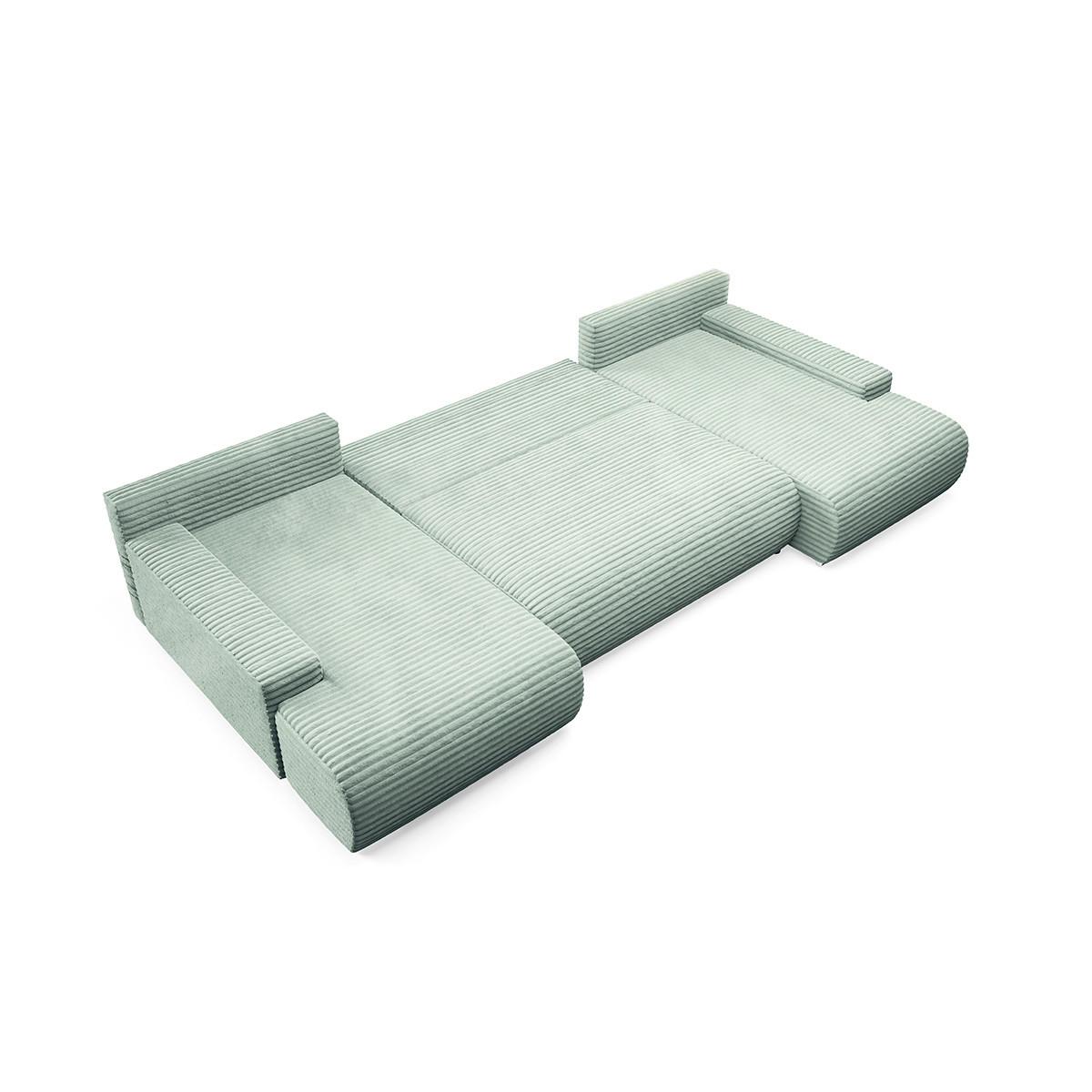 PANORAMASOFA Ivana 4 Sitzplätze Hellgrün - Grün, Holz (350/85/172cm) - Petits-meubles