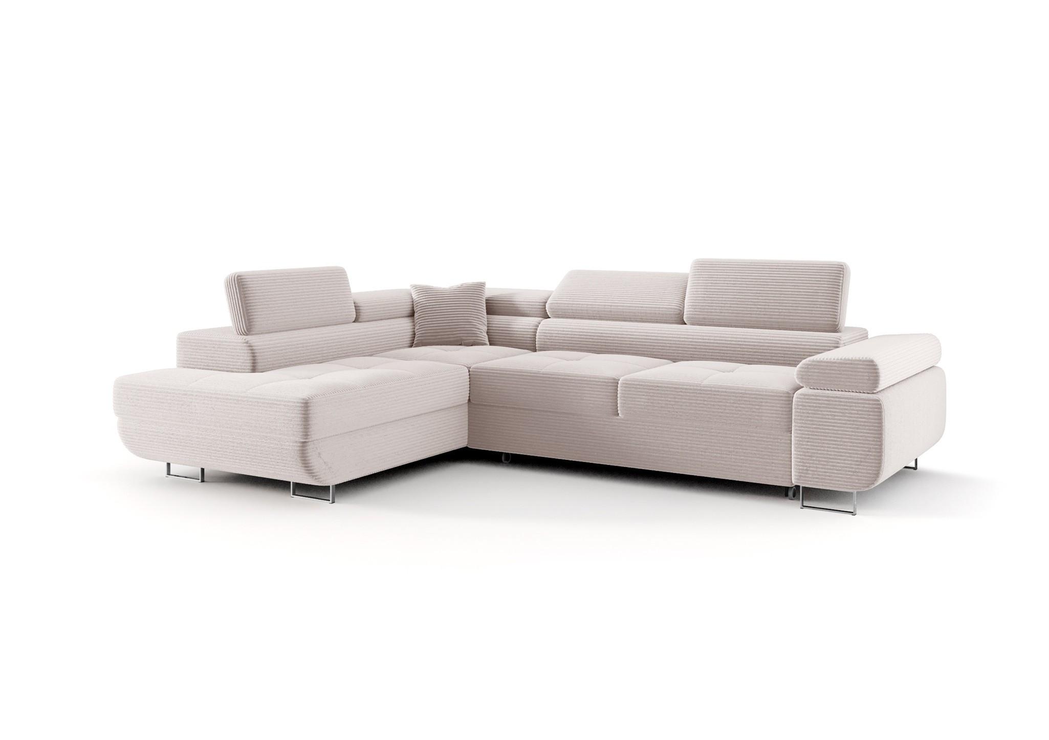 ECKSOFA Monaro Mit Schlaffunktion - Weiß, Holzwerkstoff/Textil (202/275cm) - Fun Möbel