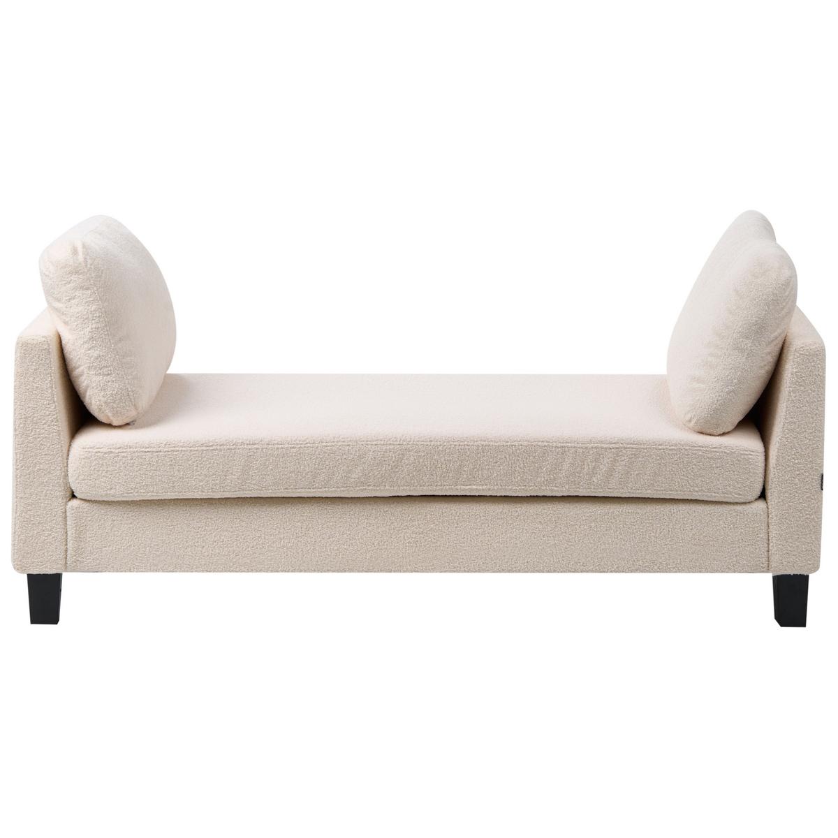 CHAISELONGUE Stoff Cremeweiß Archiane - Creme/Schwarz, Textil (170/60/85cm) - Beliani