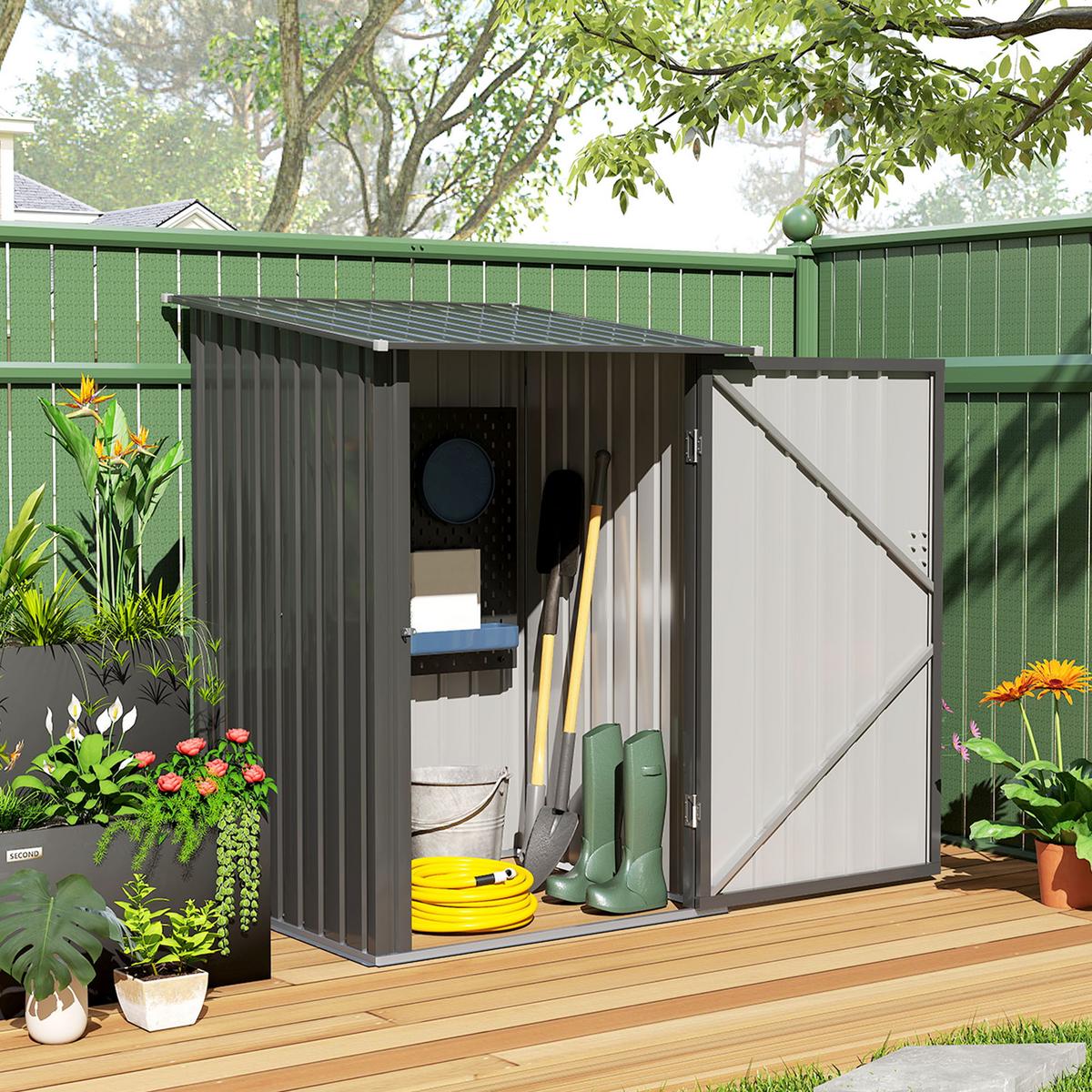 GERÄTEHAUS mit Pultdach 1 x 1 m Metall Gartenhaus 0,92m² verzinkter Stahl Grau - Dunkelgrau, Metall (103/160/100cm) - Outsunny