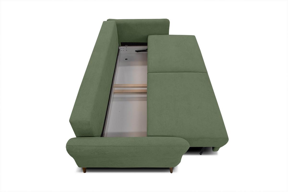 SOFA FIGARI 3-Sitzer mit Schlaffunktion, grün - Braun/Grün, Holz/Textil (232/90/107cm) - Wozimo