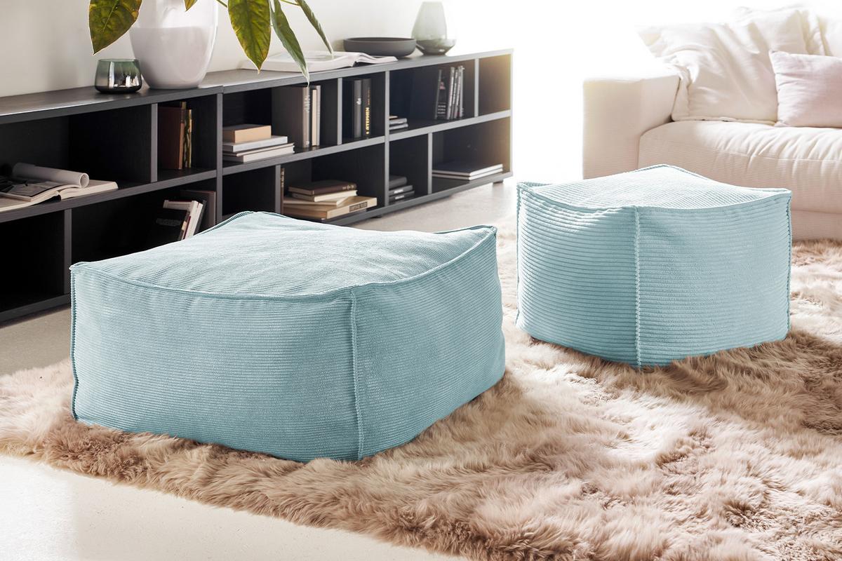 HOCKER ALEA Hellblau - Hellblau, Textil (86/38/86cm) - KAWOLA