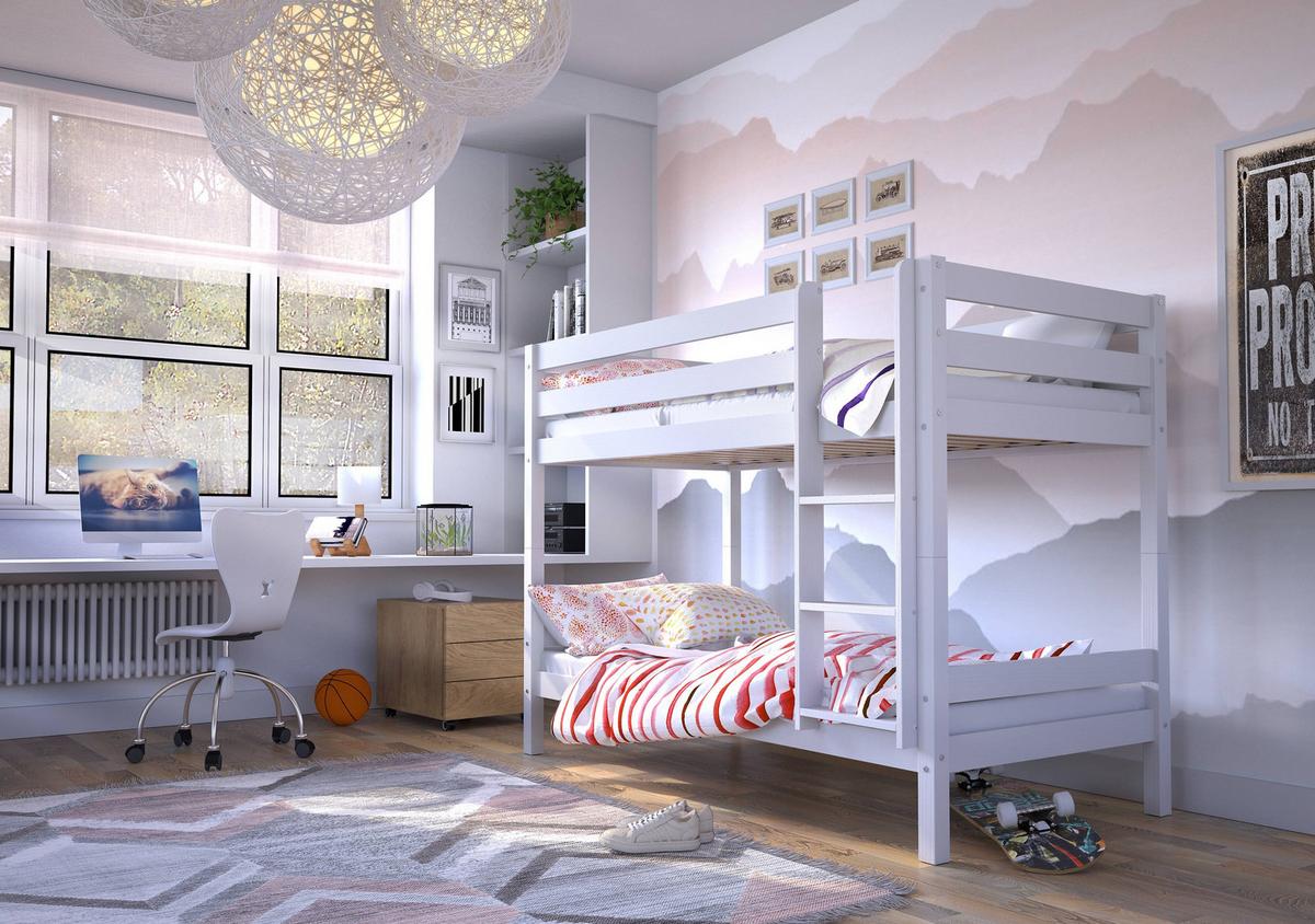 ETAGENBETT SVENO 90x190 cm Weiß - Weiß, Holz (90/190cm) - MASSENO