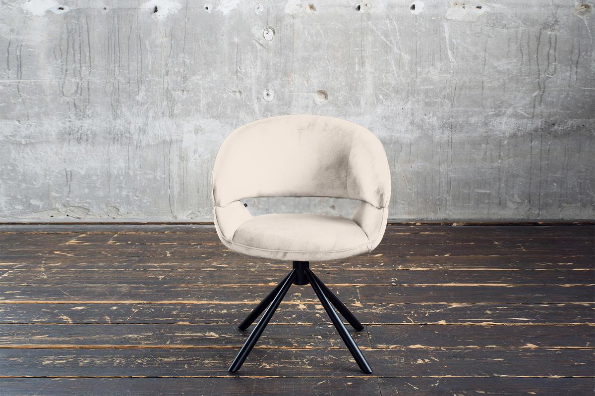 ESSZIMMERSTUHL LARA Cremeweiß Velvet Drehbar (360°) (1er-Set) - Creme, Kunststoff/Textil (61/82/62cm) - KAWOLA
