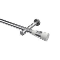 GARDINENSTANGE Prestige Tanara 260 cm (geteilt in 2 x 130 cm), 1-läufig (ohne Ringe), 20 mm Ø Chrom - Chromfarben/Weiß, Metall (260cm) - INTERDECO