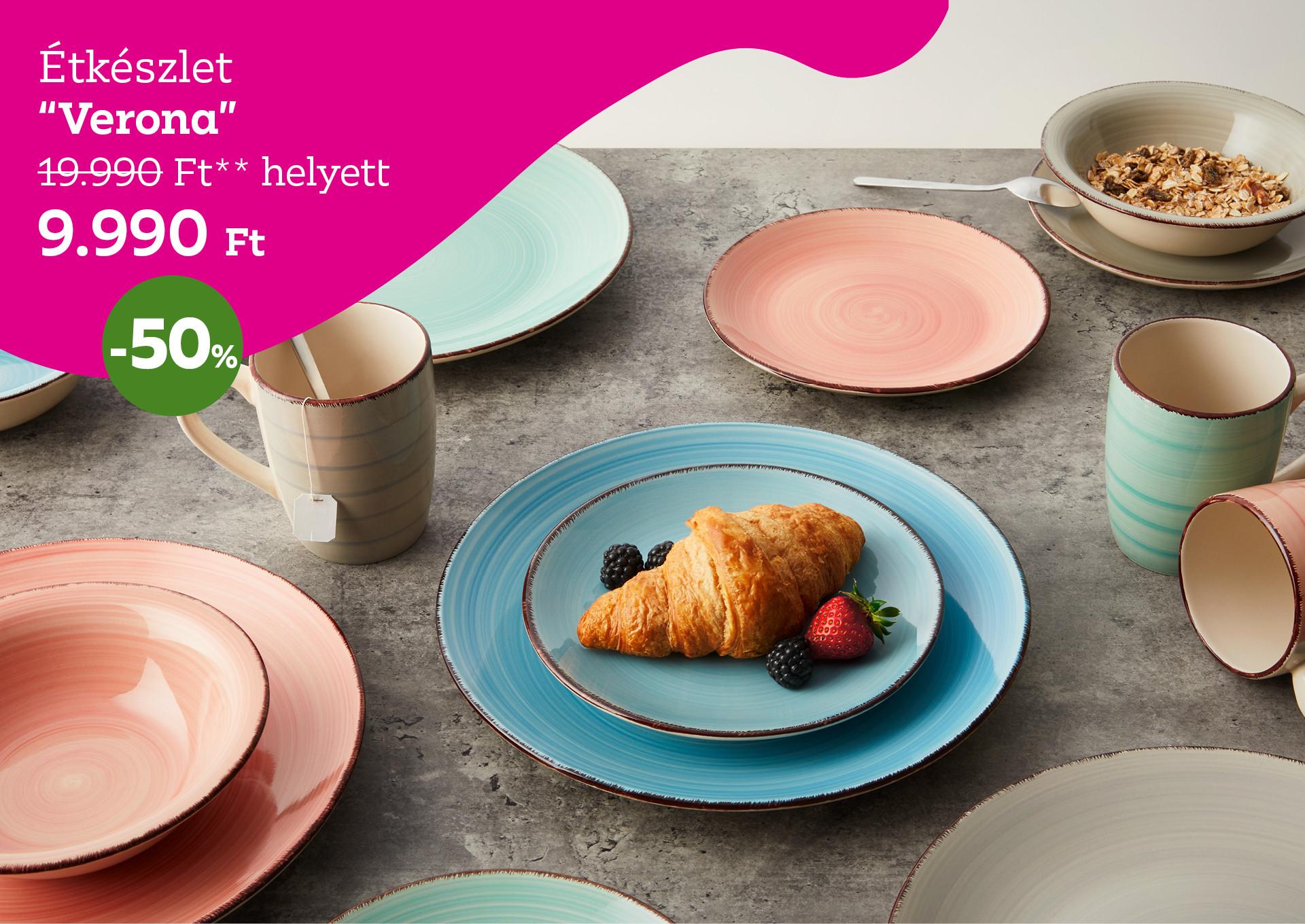 Étkészlet VERONA 19990 Forint helyett 9990 Forint, kedvezmény mértéke 50%