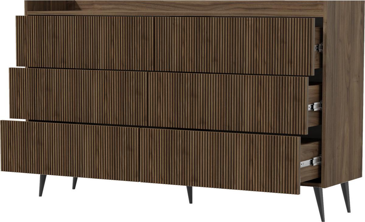 KOMMODE Arysa in Beige Kaschmir 92/150/41 cm - Kaschmir/Beige, Holzwerkstoff/Metall (150/92/41cm) - WFL GROUP