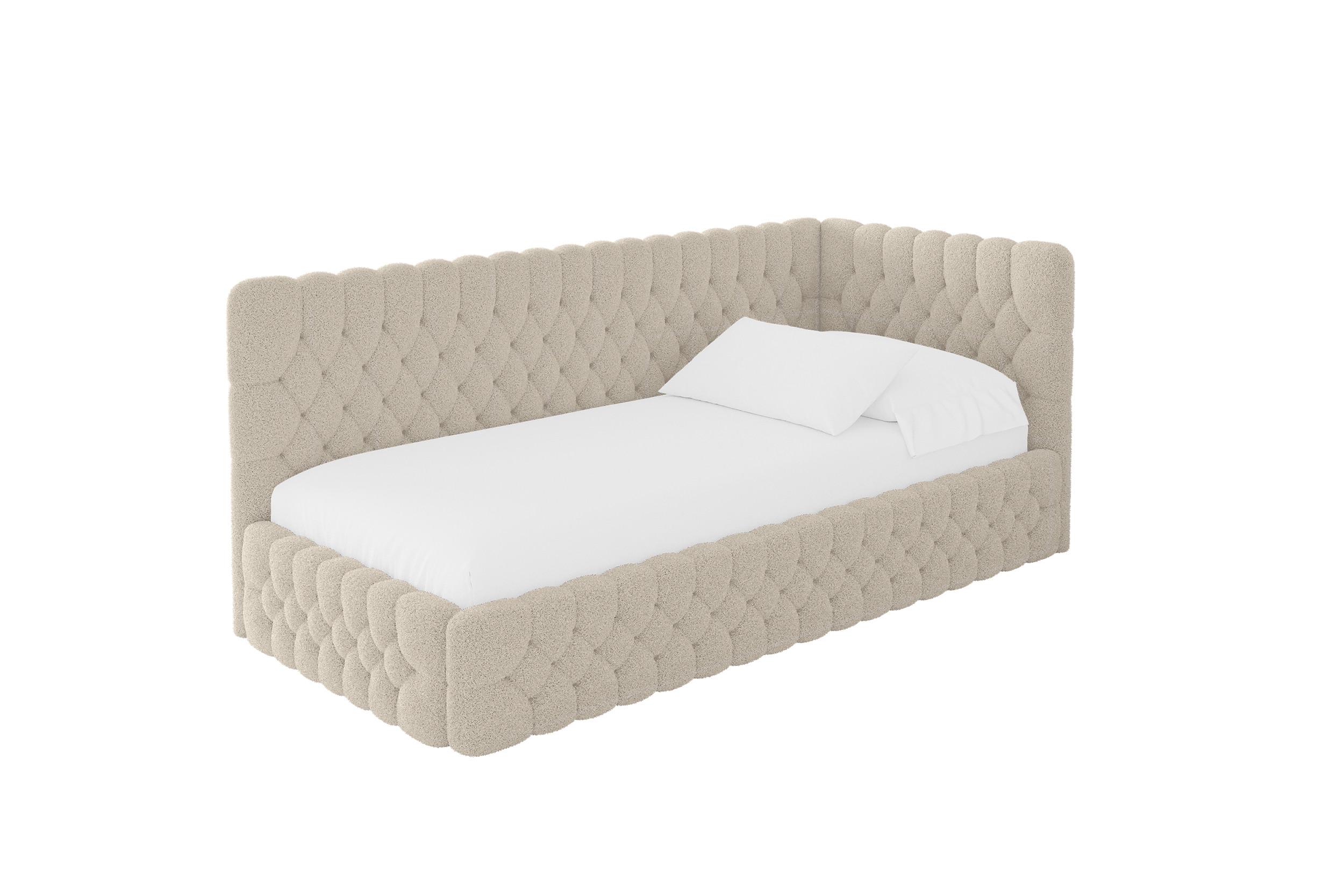 EINZELLBETT Jugendbett mit Bettkasten, Links - MULY 100x200 Dunkelbeige - Cappuccino, Holzwerkstoff/Textil (100/200cm) - ALTDECOR