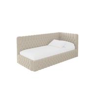 EINZELLBETT Jugendbett mit Bettkasten und Matratze H3/H4, Links - MULY 100x200 Dunkelbeige - Cappuccino, Holzwerkstoff/Textil (100/200cm) - ALTDECOR