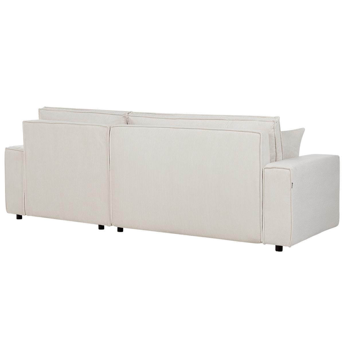 2-SITZER-ECKSOFA Cord cremeweiß rechtsseitig mit Schlaffunktion Abacka - Schwarz/Weiß, Textil (247/147cm) - Beliani