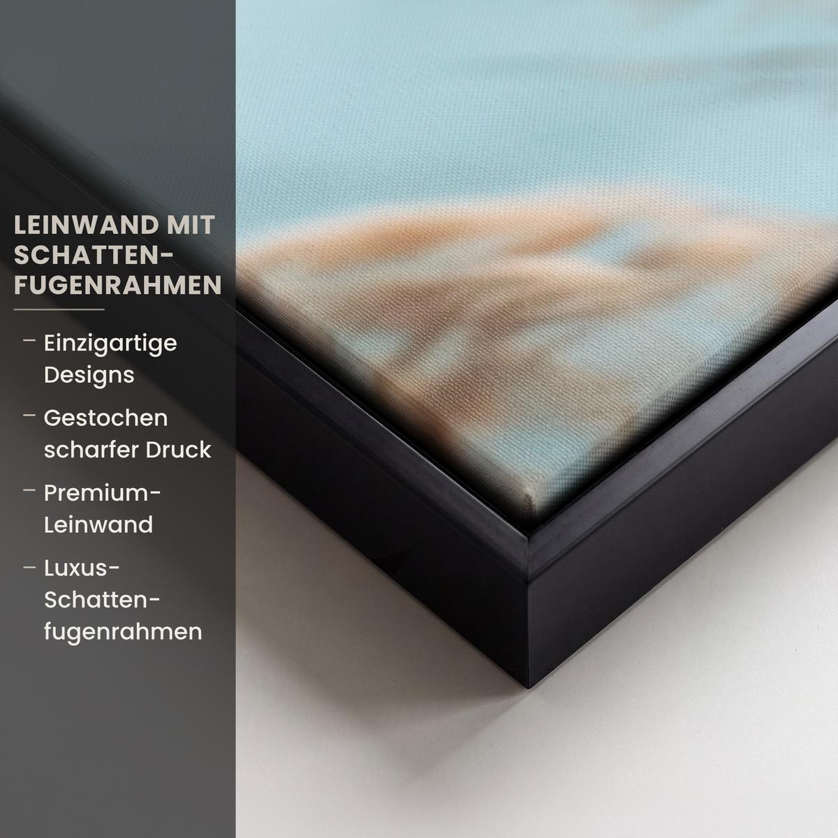 LEINWAND Bilder mit Rahmen - Ziergras - Wind - Hellbraun - 60x40 - Hellblau, Textil (60/40cm) - MuchoWow