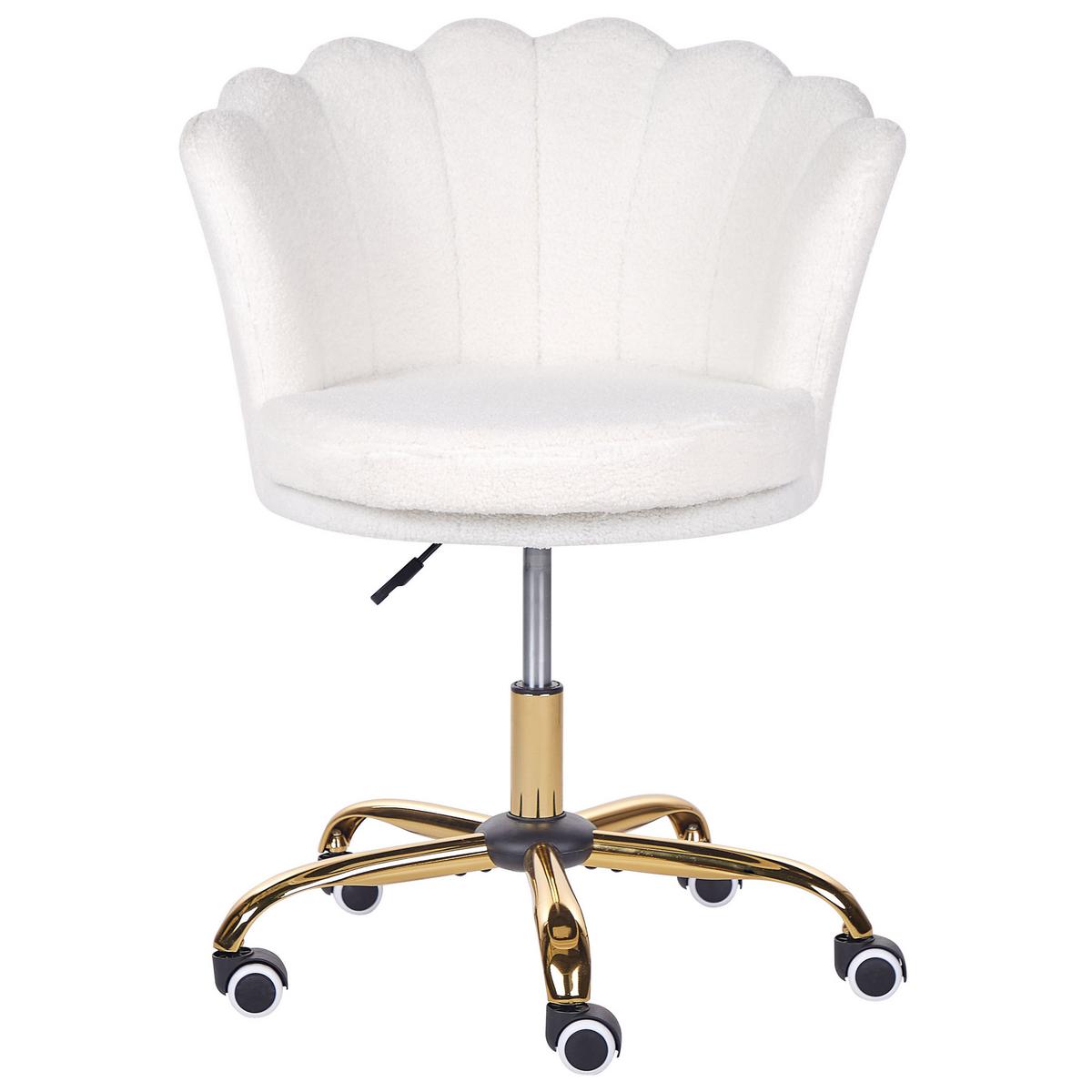 BÜROSTUHL Bouclé Weiß Monticello - Weiß, Textil/Metall (67/78/65cm) - Beliani