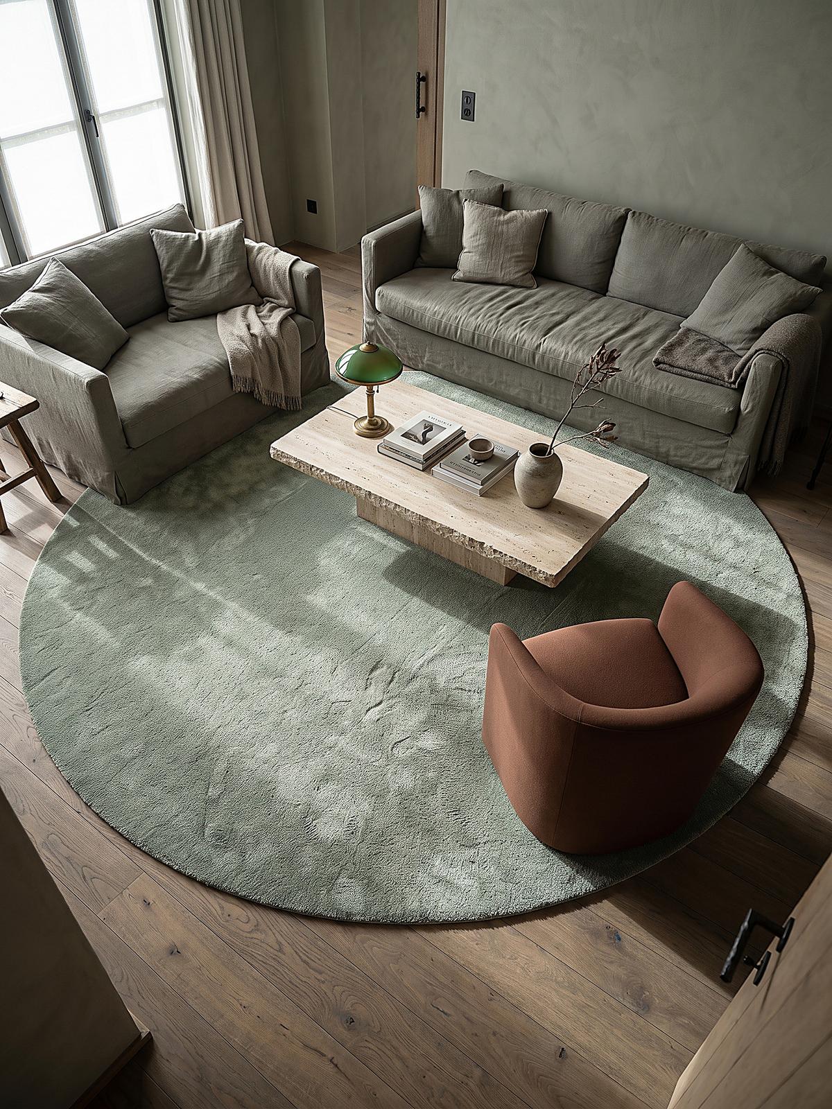 TEPPICH Hochflor ALDAN Antirutsch Uni Polyester Grün 160 x 160 cm - Grün, Textil (160/160cm) - KADIMA DESIGN