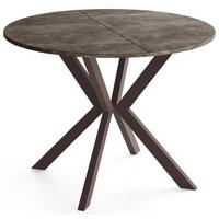 ESSTISCH Valio rund oval ausziehbar verlängerbar mit braunen Metallbeinen, Beton Dunkelgrau 100-140/100/76 cm - Dunkelgrau/Braun, Holzwerkstoff/Metall (100/140/76cm) - WFL GROUP
