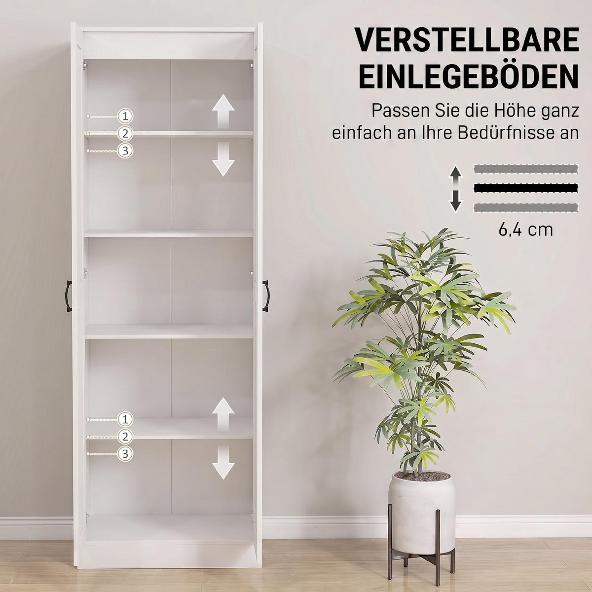 KÜCHENSCHRANK Spanplatte Weiß - Weiß, Holzwerkstoff/Metall (36.5/175/60cm) - HOMCOM
