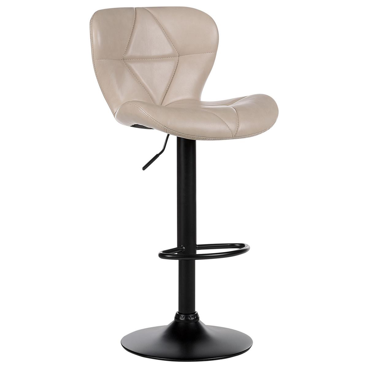 BARHOCKER 2er-Set Kunstleder hellbeige/schwarz höhenverstellbar Valetta - Beige/Schwarz, Kunststoff (46/89/51cm) - Beliani