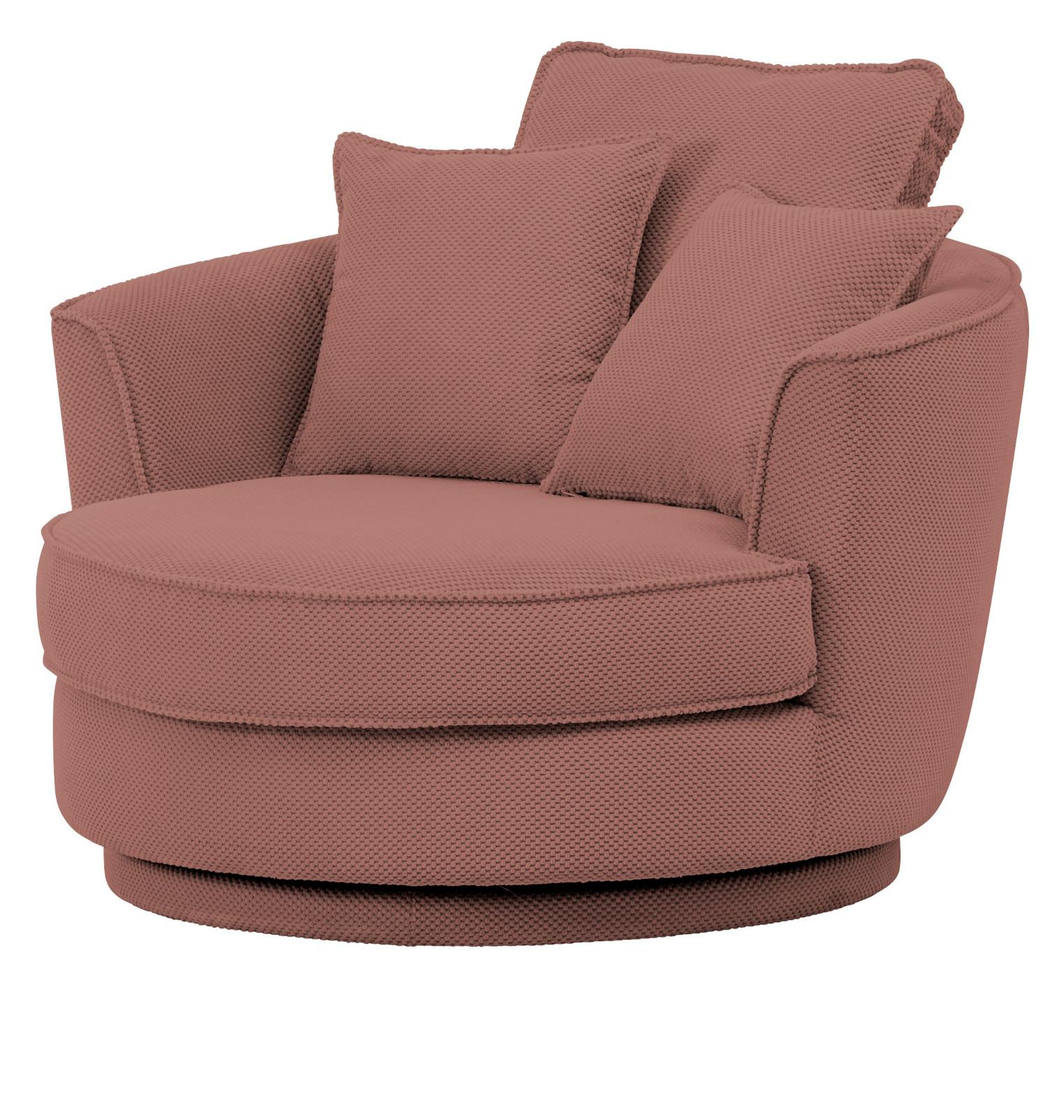 DREHSESSEL terracotta Web-Velours, XL Sessel 360° drehbar inklusive 3 x Kissen - Terracotta, Kunststoff/Textil (120/86/120cm)