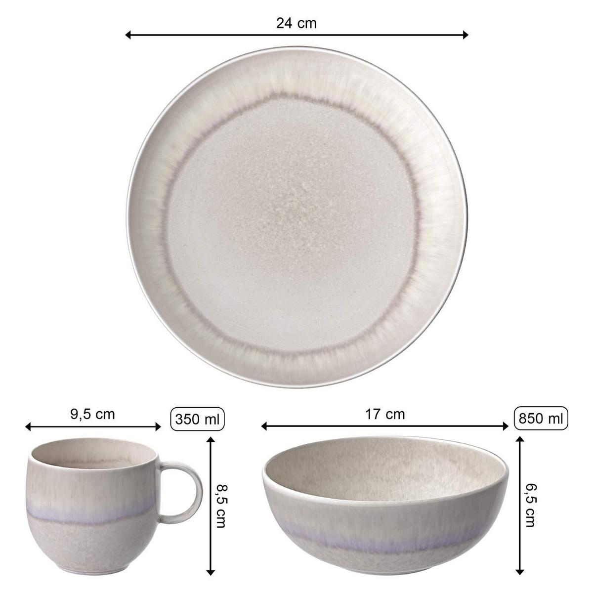 FRÜHSTÜCKS-SET Perlemor Sand beige 6-tlg. - Beige, Keramik (28/22/38cm) - like.Villeroy & Boch