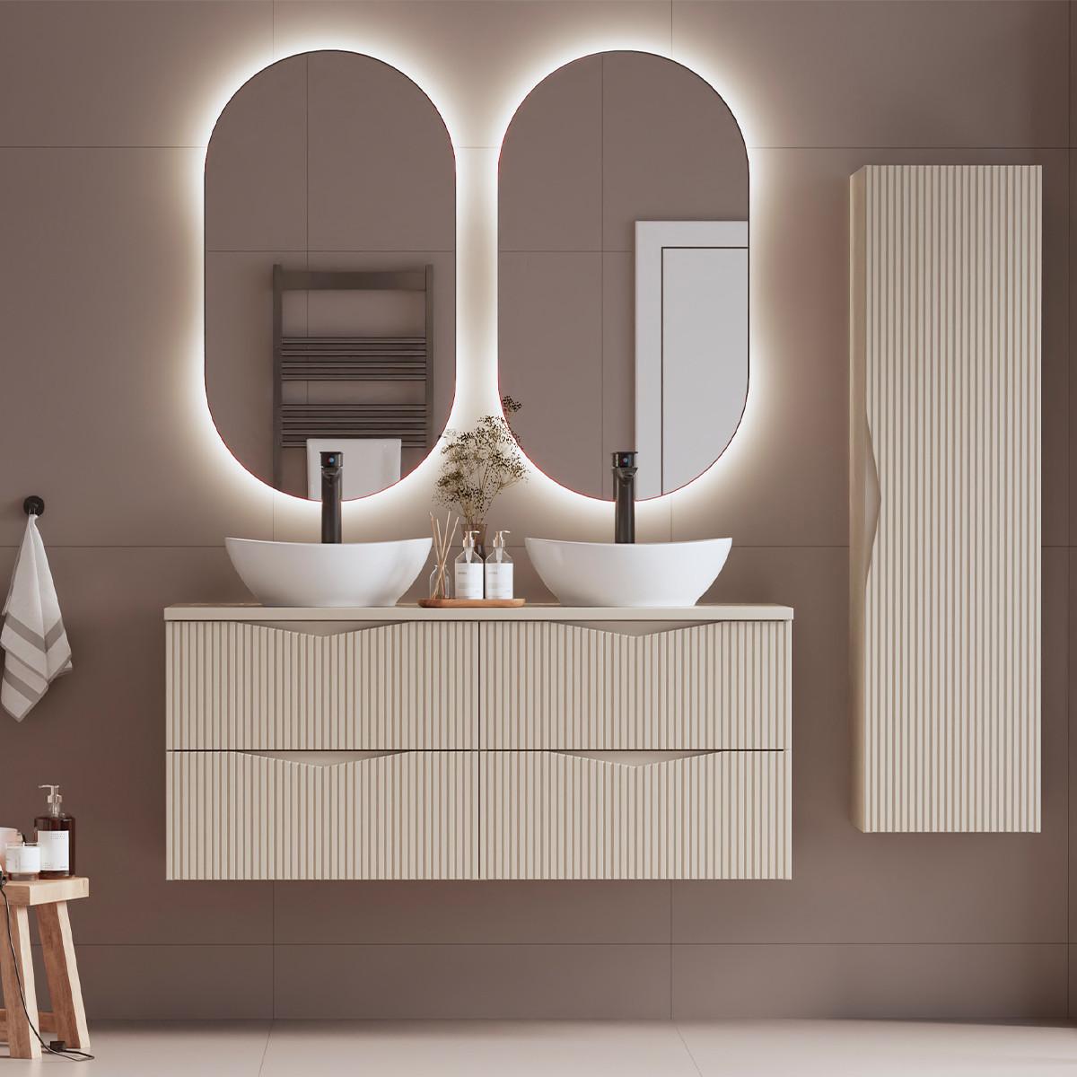 BADMÖBEL 120.6cm Tao 2er-Set Kaschmir - Beige, Holzwerkstoff (120.6/50/45.8cm) - Petits-meubles