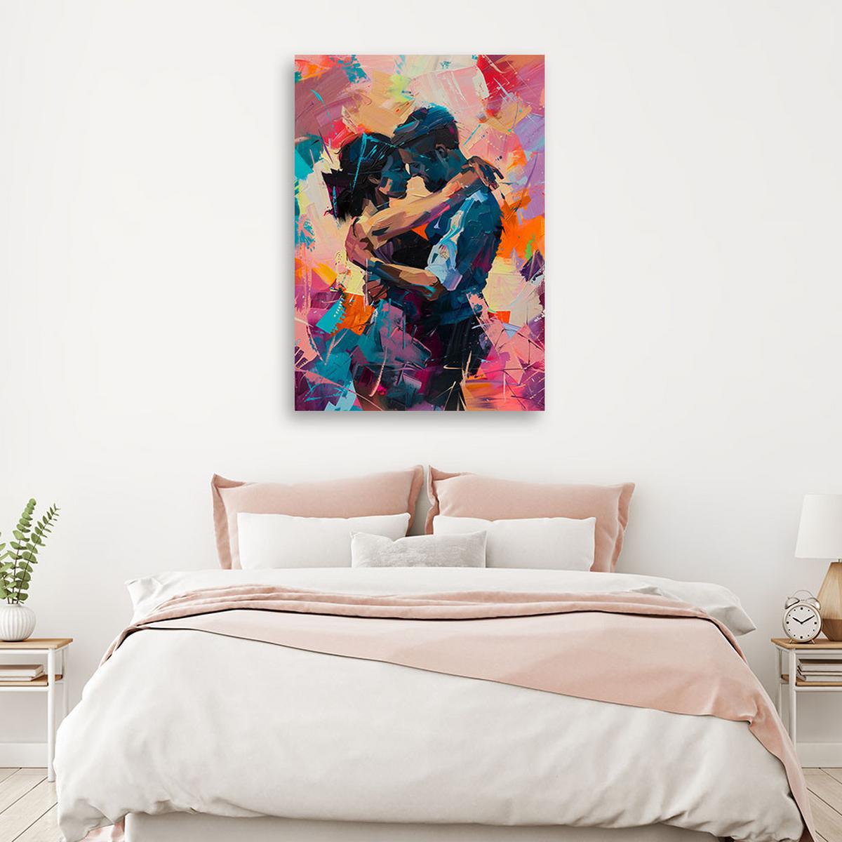 LEINWANDBILD Verliebtes Paar Abstrakt 60x90cm - Multicolor, Textil (60/90cm) - Feeby