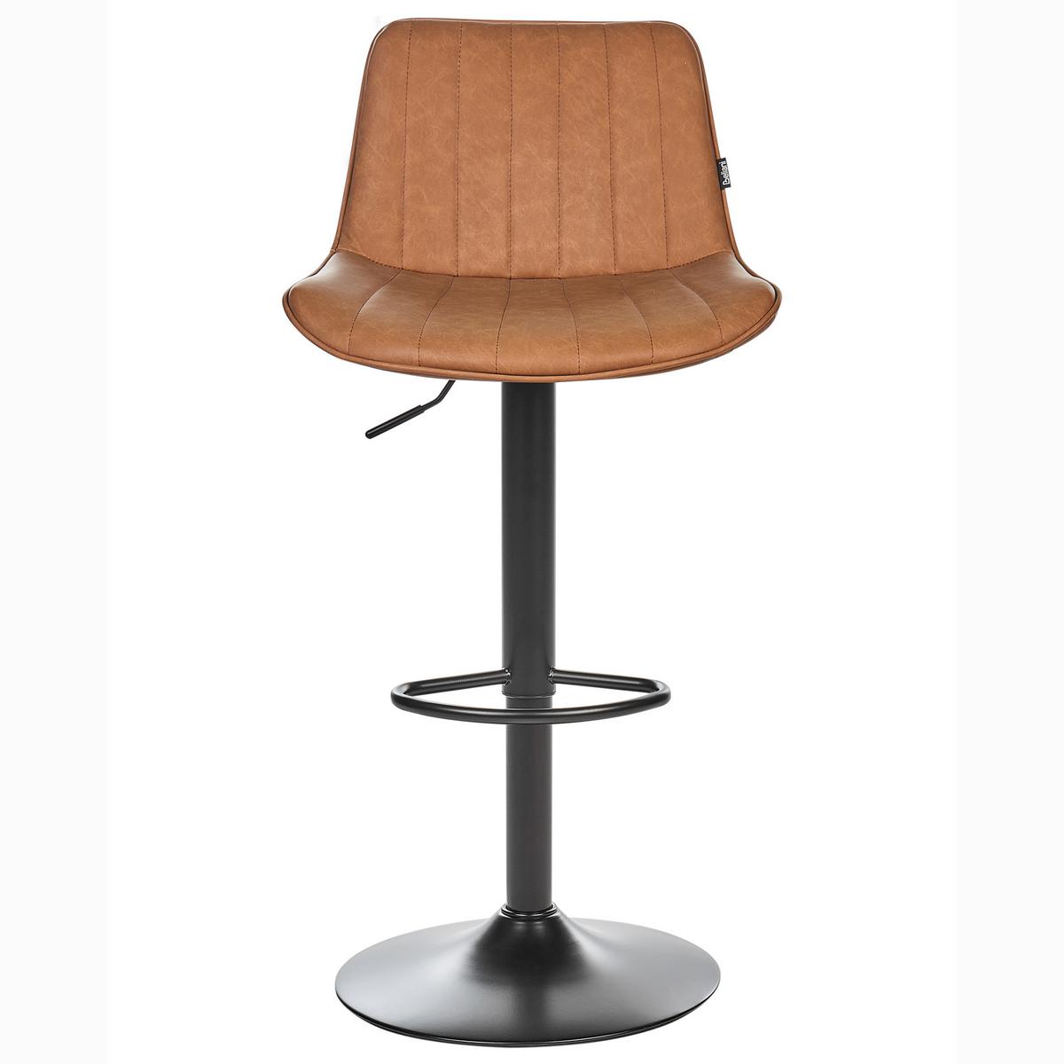 BARHOCKER 2er-Set Kunstleder Goldbraun Dubrovnik - Schwarz/Braun, Kunststoff (51/88/54cm) - Beliani