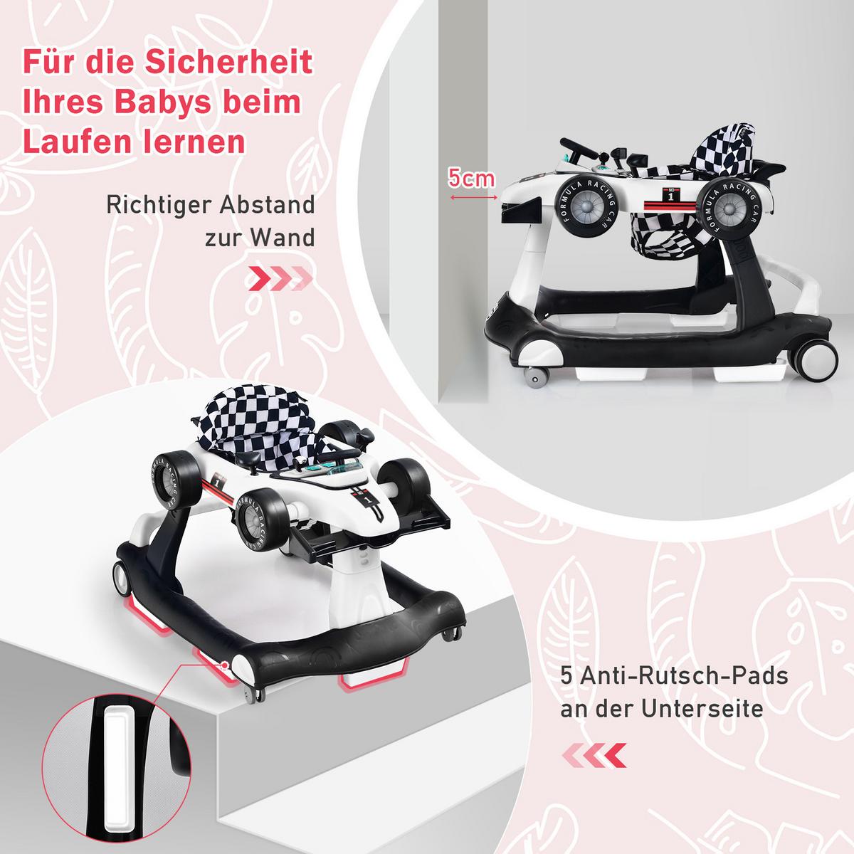 LAUFLERNWAGEN Klappbar Weiß - Weiß, Kunststoff (76/56/64cm) - COSTWAY