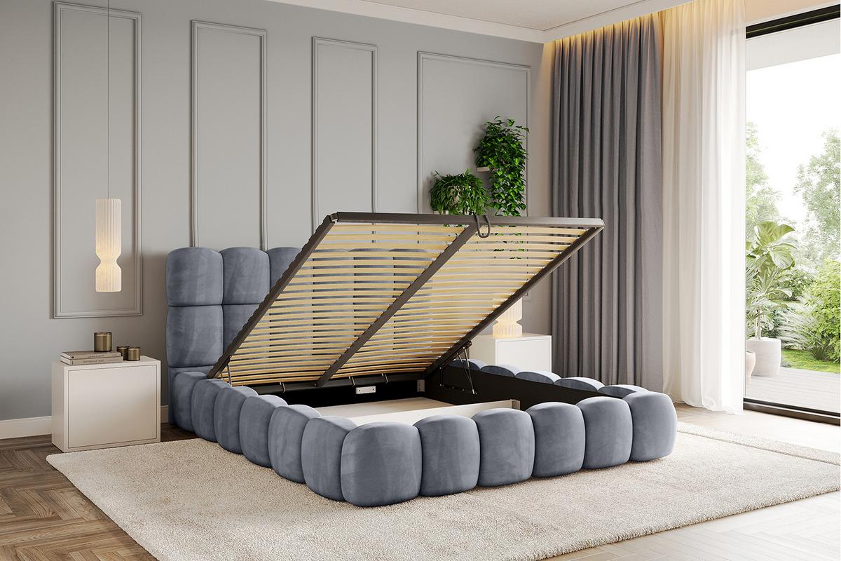 POLSTERBETT mit Bettkasten und Lattenrost, Boxbett ohne Matratze - LEYA 160x200 Grau - Grau, Holzwerkstoff/Textil (160/200cm) - ALTDECOR