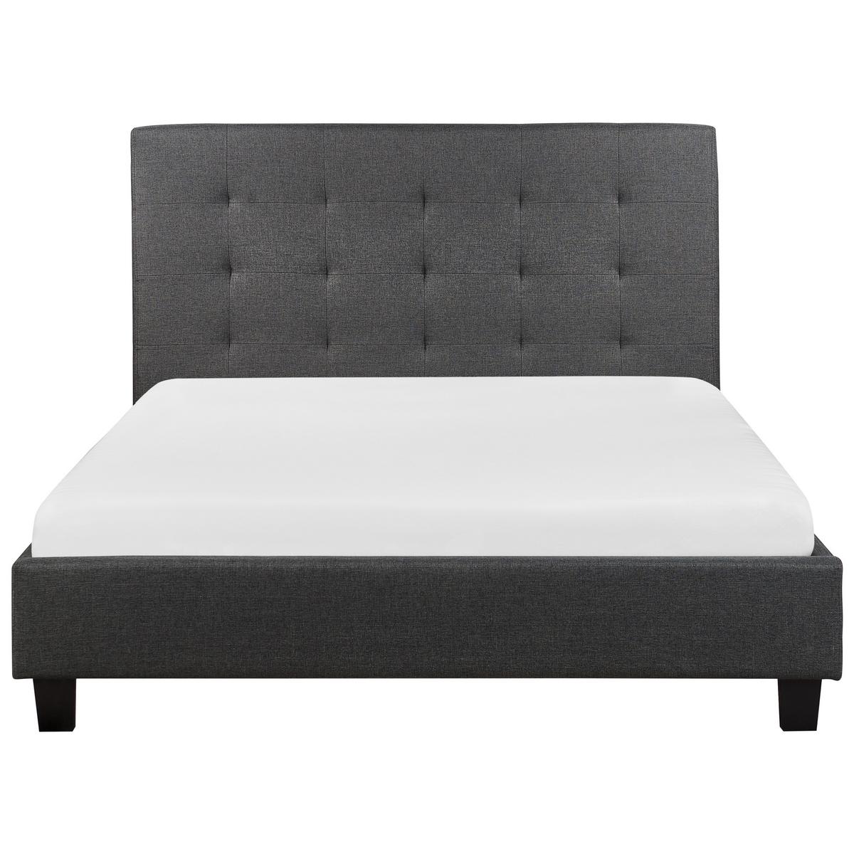 BETT mit Lattenrost 140/200 cm Dunkelgrau La Rochelle - Dunkelgrau/Schwarz, Textil (140/200cm) - Beliani