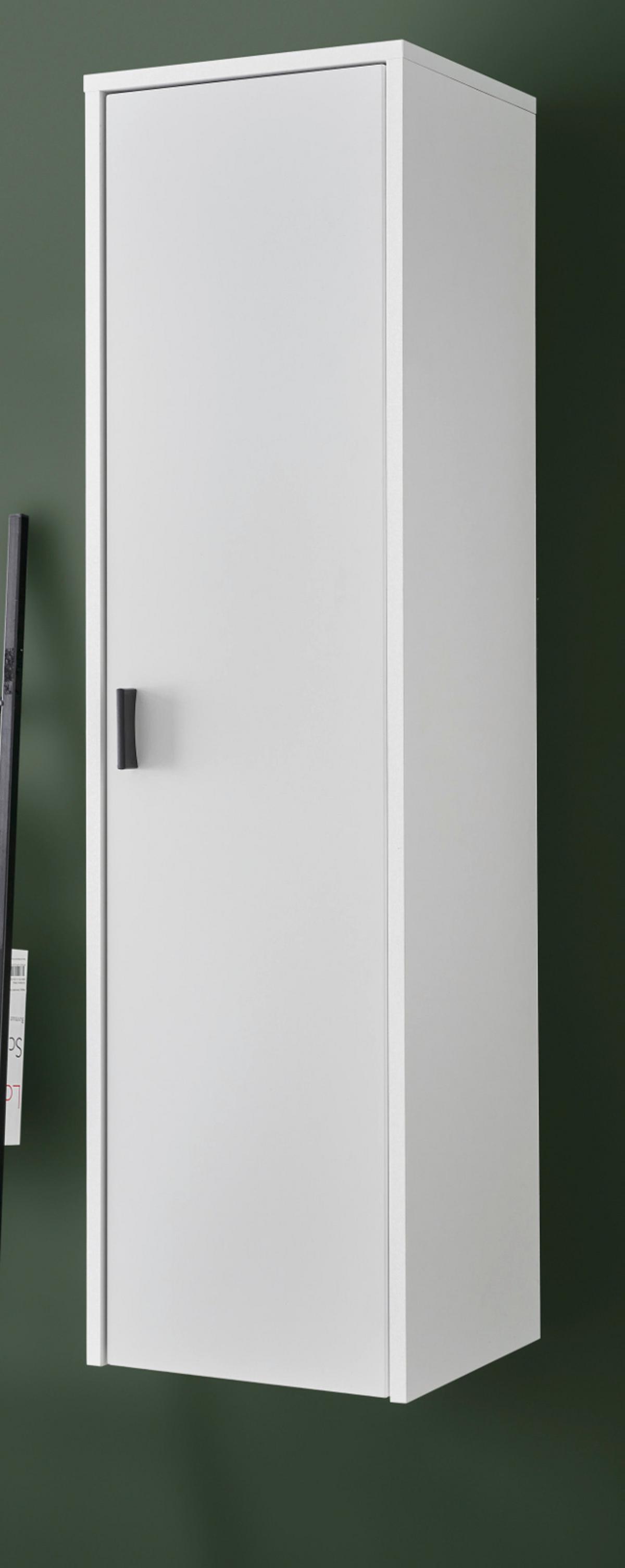 HÄNGESCHRANK weiß matt, Wandschrank 33 x 120 cm mit Soft-Close - Schwarz/Weiß, Holzwerkstoff/Metall (33/120/30cm) - Furn.Design