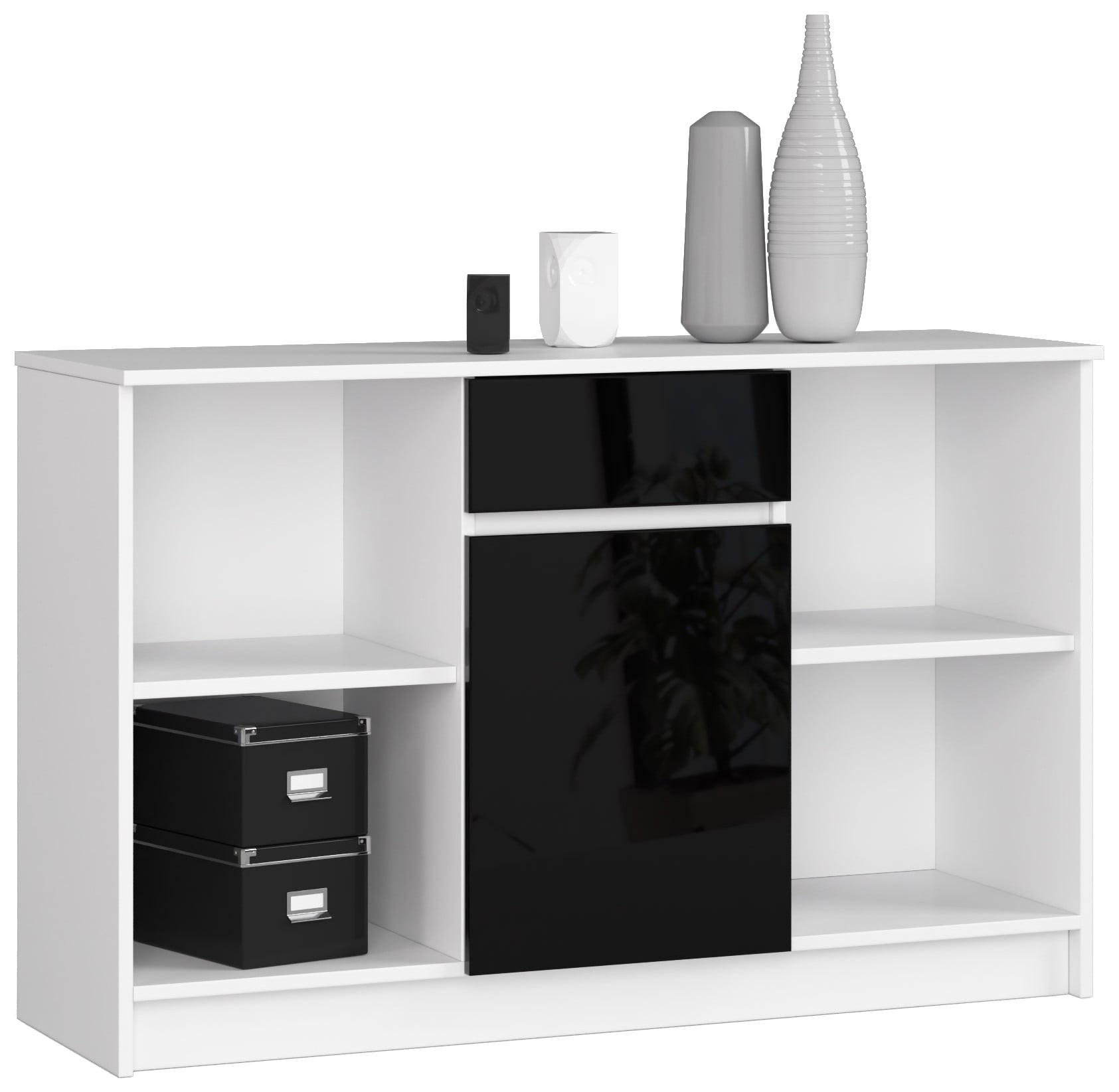 KOMMODE Weiß, Schwarz Glanz 77/120/40 - Weiß, Holzwerkstoff (120/77/40cm) - RAUMHIRSCH FURNITURE