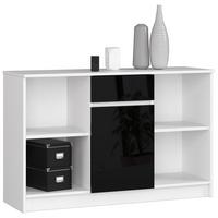 KOMMODE Weiß, Schwarz Glanz 77/120/40 - Weiß, Holzwerkstoff (120/77/40cm) - RAUMHIRSCH FURNITURE