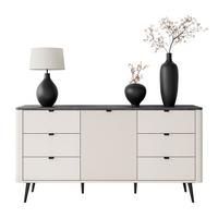 KOMMODE für den Flur AUTUMN 1D6S mit sechs Schubladen, Kaschmir / Grauer Stein - Beige, Holzwerkstoff (160/82/40cm) - Lookway