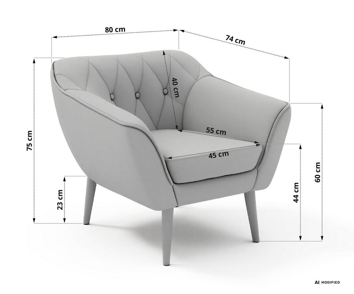 SESSEL PIRS - Dunkelgrau Strukture - Holzbeine - Dunkelgrau/Buchefarben, Holzwerkstoff/Textil (80/75/74cm) - MKS