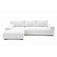 ECKSOFA Ovia mit Bettkasten und Schlaffunktion, Bouclé-Stoff in L-Form - Weiß, Textil (270/185cm)