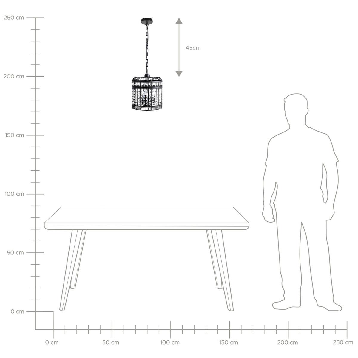 HÄNGELEUCHTE Celon 30/30/75 cm - Schwarz, Metall (30/30/75cm) - Beliani