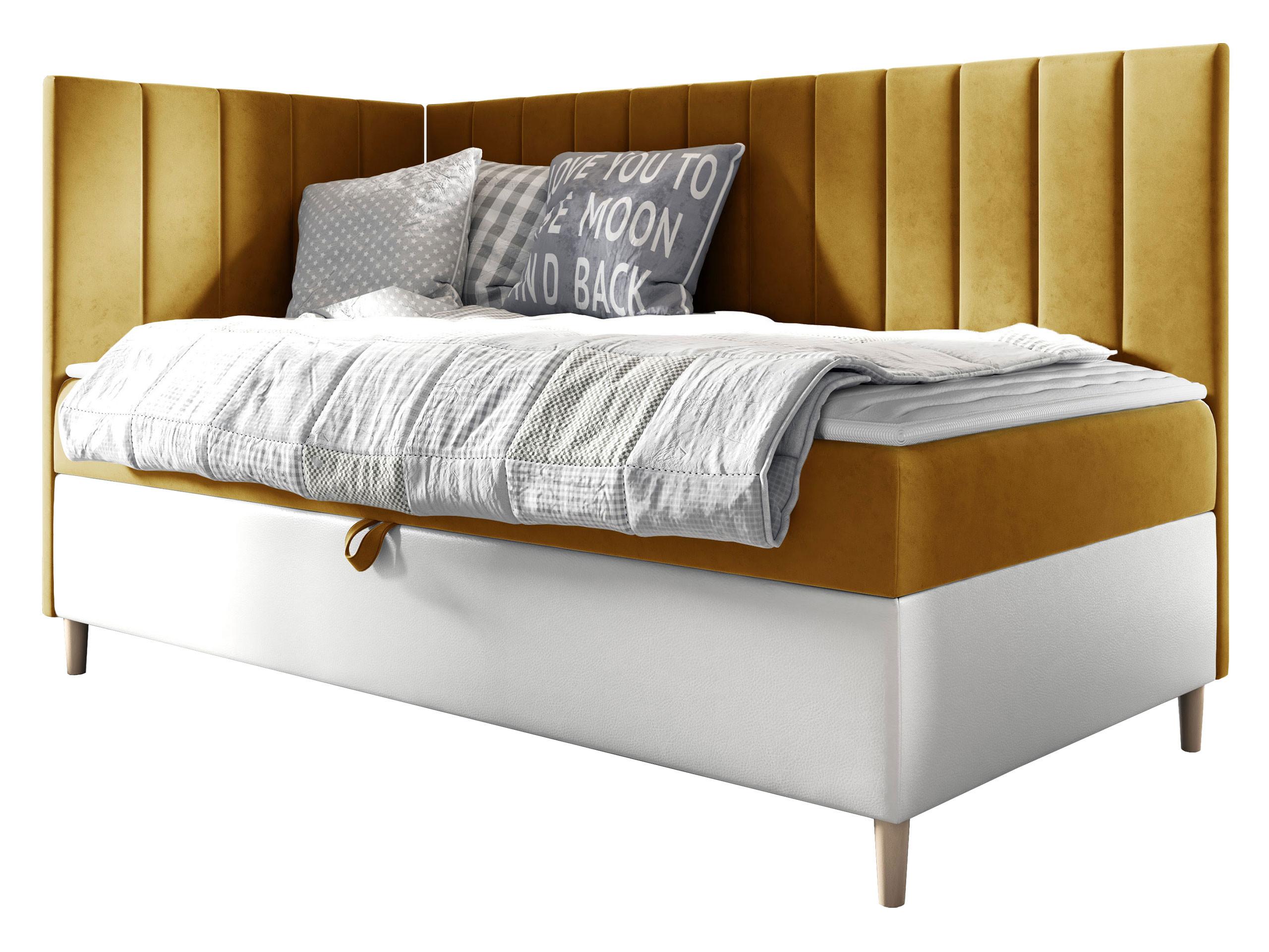BOXBETT Maja Junior 3, Seite zum Öffnen des Bettkastens: Links - H3 - Gelb/Weiß, Holz (90/200cm) - MIRJAN24
