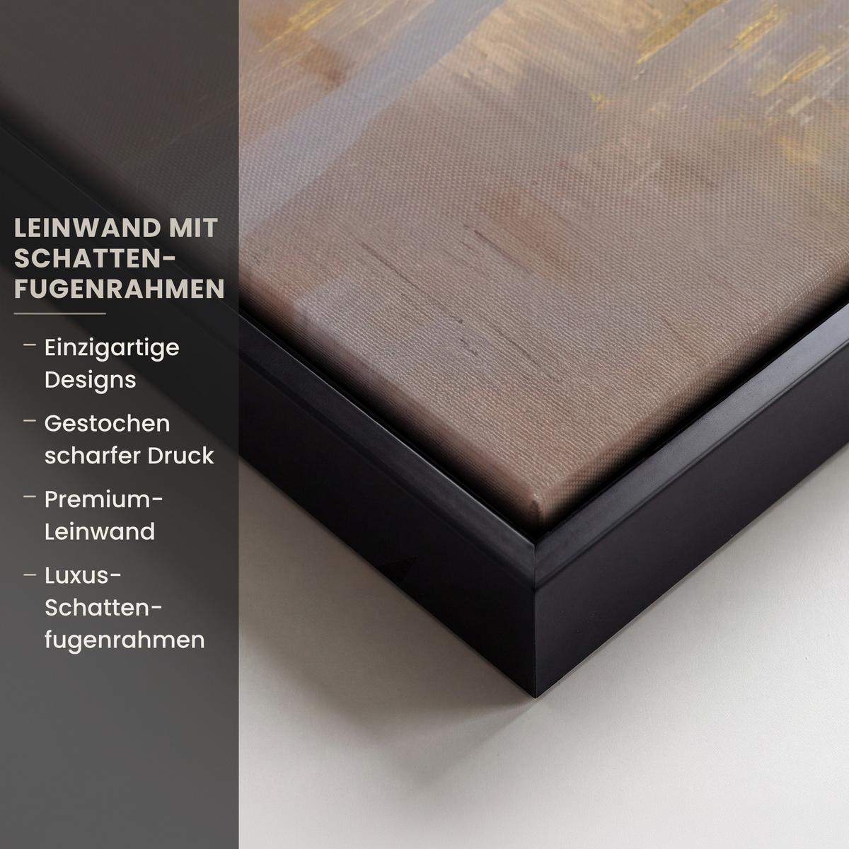 LEINWAND Bilder mit Rahmen - Gemälde - Welle - Jesus - Abstrakt - 70x50 - Goldfarben, Textil (70/50cm) - MuchoWow