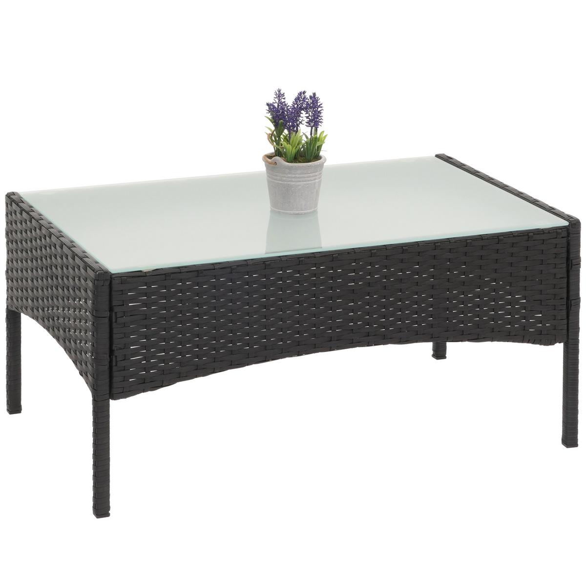 POLY-RATTAN GARTENTISCH rechteck Schwarz - Schwarz, Kunststoff (48/79/38cm) - MCW